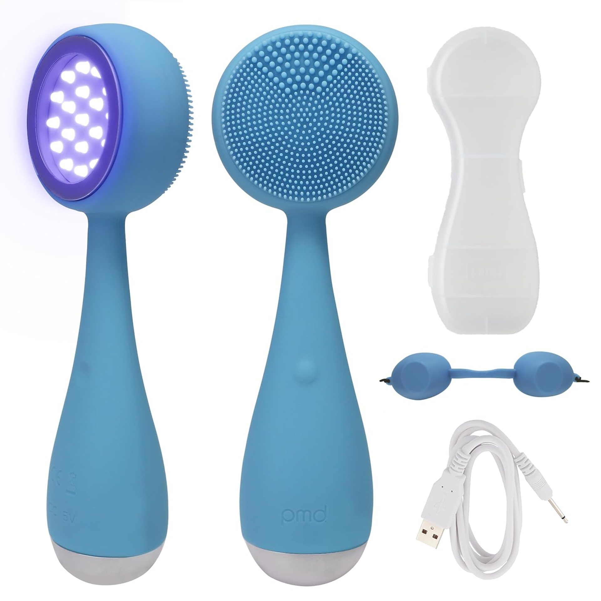 PMD Beauty Facial Cleansing Brush – Smart Silicone Brush with Blue Light Treatment – SonicGlow Vibration – Waterproof Device for Acne PMD Beauty Facial Cleansing Brush – Smart Silicone Brush with Blue Light Treatment – SonicGlow Vibration – Waterproof Device for Acne