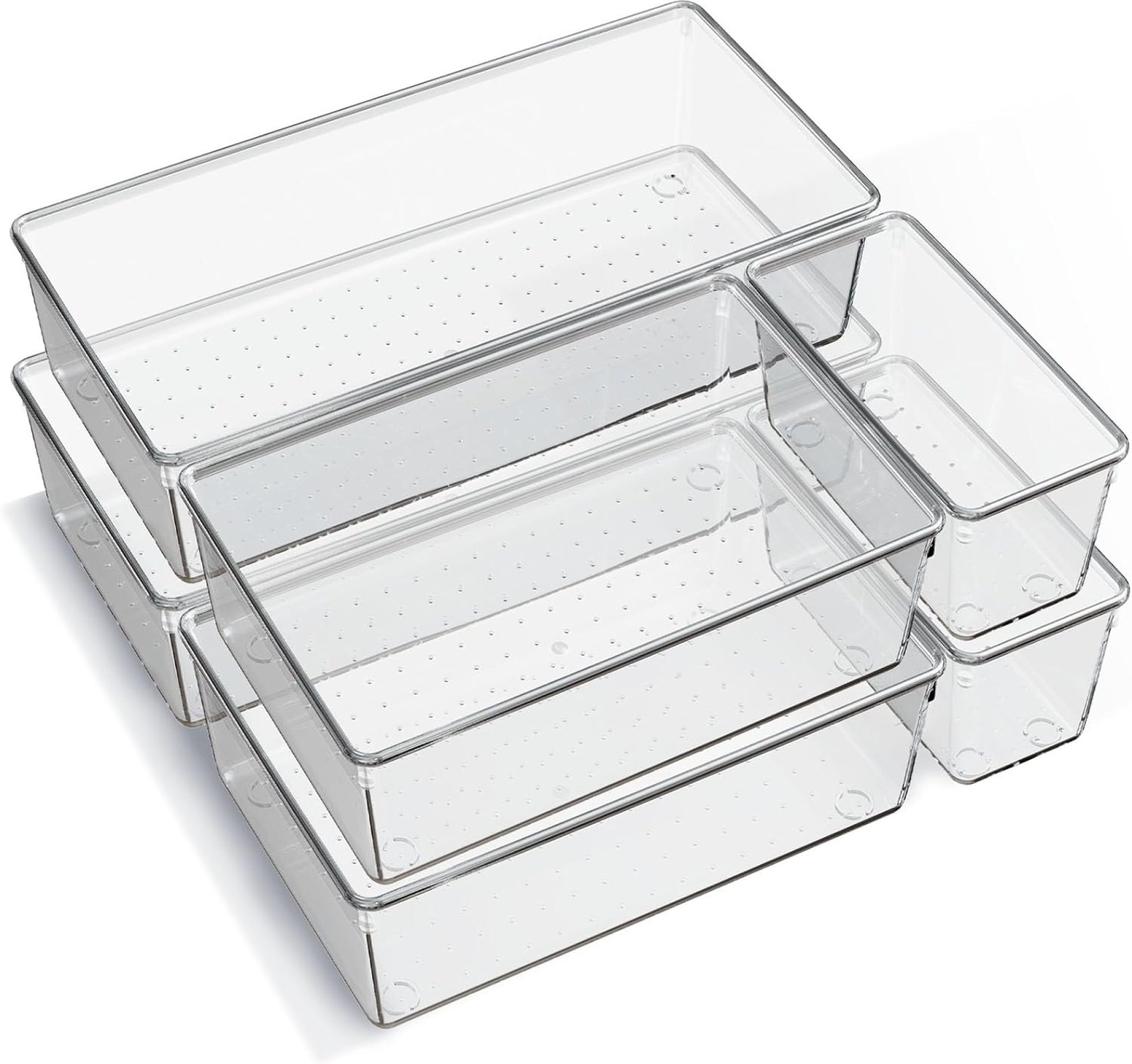6 Pack Large Clear Plastic Drawer Organizer Trays, Acrylic Kitchen Drawer Organization and Storage Dividers, Non-Slip Storage Bins for Makeup, Kitchen Utensils, Bathroom, Jewelries and Office Desk 6 Pack Large Clear Plastic Drawer Organizer Trays, Acrylic Kitchen Drawer Organization and Storage Dividers, Non-Slip Storage Bins for Makeup, Kitchen Utensils, Bathroom, Jewelries and Office Desk