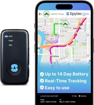 Spytec Mini GPS Smart Tracker for Vehicles, Cars, Trucks, Up to 14 Day Battery Life, Small GPS Tracking Device for Kids, Unlimited Updates, Worldwide Real-Time Tracking, USA Made Tech, Low Cost Plan