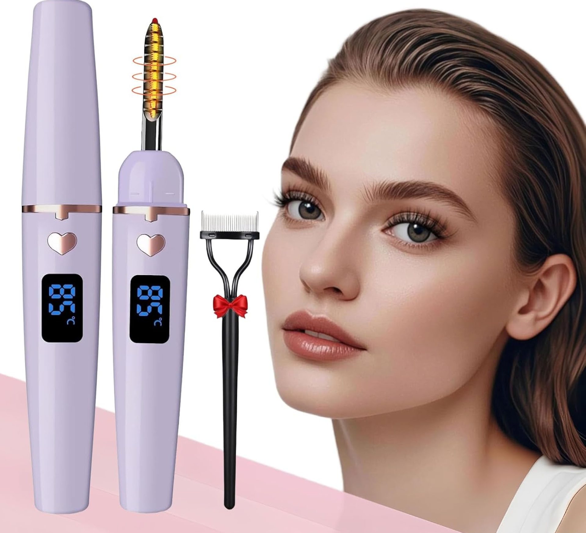 Heated Eyelash Curler, Electric Eyelash Curlers Type C Rechargeable, Heated Lash Curler for Women Natural Eye Lash Curler Makeup Tool with Eyelash Comb, 24 Hours Long Lasting-Dark Purple A Heated Eyelash Curler, Electric Eyelash Curlers Type C Rechargeable, Heated Lash Curler for Women Natural Eye Lash Curler Makeup Tool with Eyelash Comb, 24 Hours Long Lasting-Dark Purple A