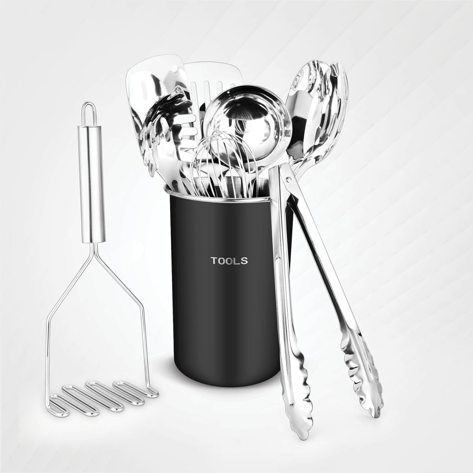 Avador® Premium Set of 10 Stainless Steel (BLACK HOLDER) Kitchen Tool Set with Holder Easy To Clean, Space Saving, Great for Cooking, Baking, Prepping (BLACK) Avador® Premium Set of 10 Stainless Steel (BLACK HOLDER) Kitchen Tool Set with Holder Easy To Clean, Space Saving, Great for Cooking, Baking, Prepping (BLACK)