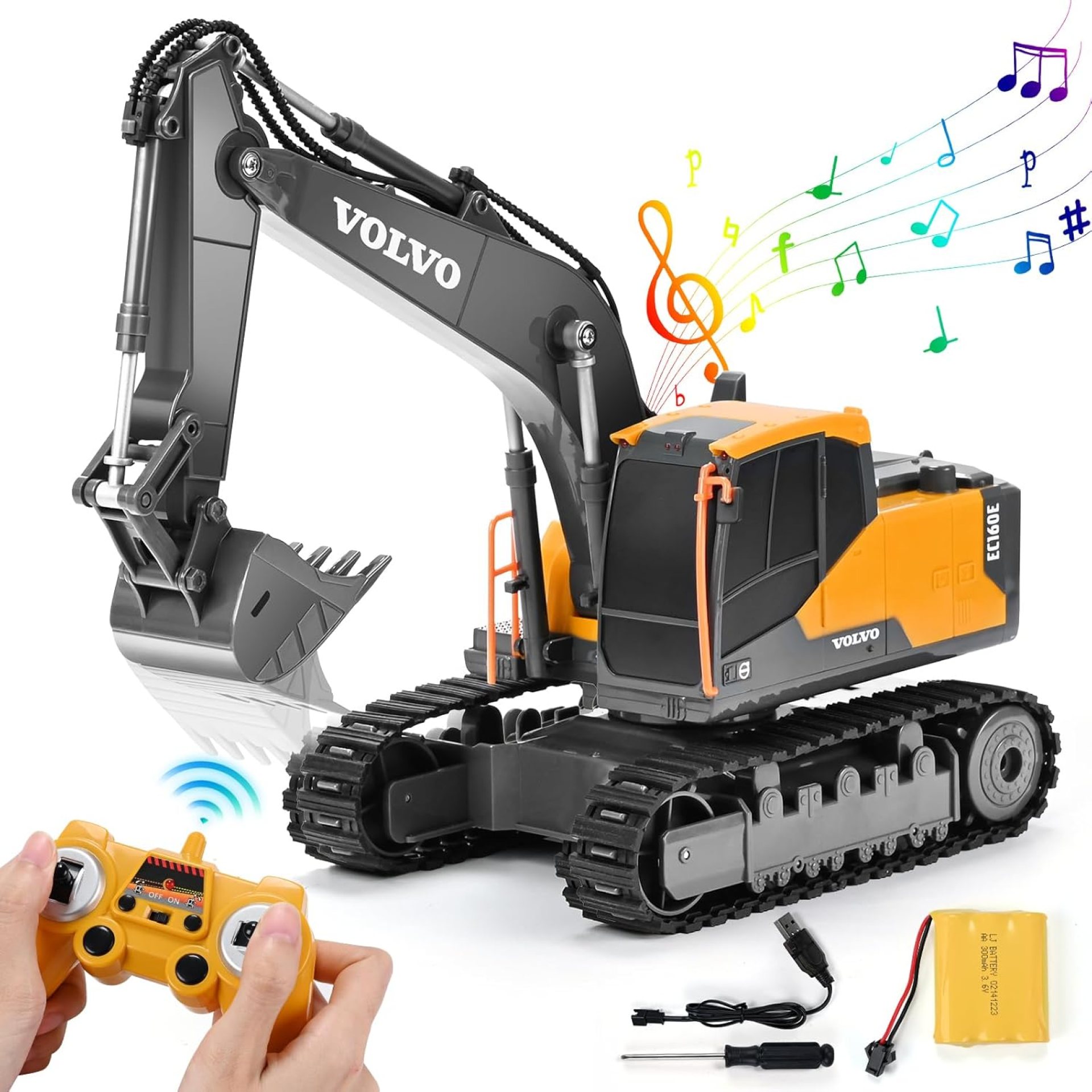DOUBLE E Volvo RC Excavator Remote Control Excavator Toy for Boys Full Function Construction Vehicles Toys with Shovel for Outdoor Play Sandbox Digger Toys Gifts for Kids DOUBLE E Volvo RC Excavator Remote Control Excavator Toy for Boys Full Function Construction Vehicles Toys with Shovel for Outdoor Play Sandbox Digger Toys Gifts for Kids