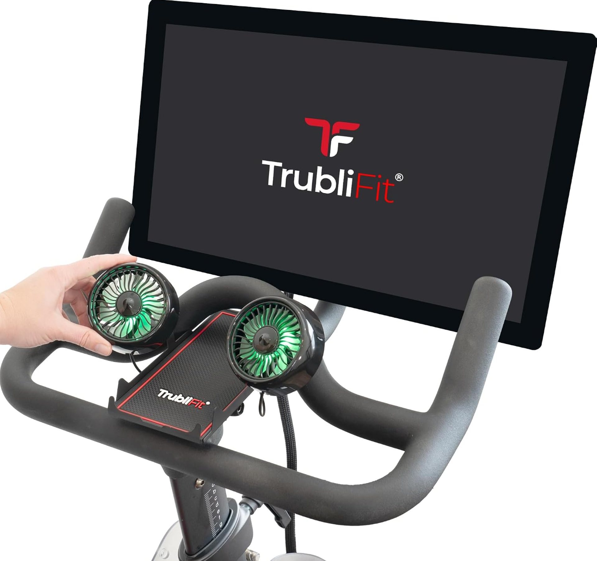 Dual Fans for Peloton Bike with Phone Tray – All Metal Phone Holder – No Batteries Required Dual Fans for Peloton Bike with Phone Tray – All Metal Phone Holder – No Batteries Required