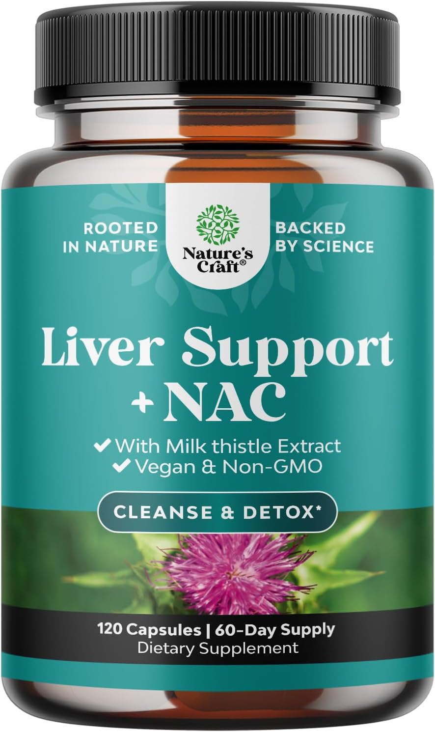 Liver Support NAC Supplement with Milk Thistle Extract – Herbal Liver Supplement with N Acetyl Cysteine, Artichoke, Choline & Beetroot – Antioxidants for Cleanse, Detox & Repair – 120 Capsules Liver Support NAC Supplement with Milk Thistle Extract – Herbal Liver Supplement with N Acetyl Cysteine, Artichoke, Choline & Beetroot – Antioxidants for Cleanse, Detox & Repair – 120 Capsules
