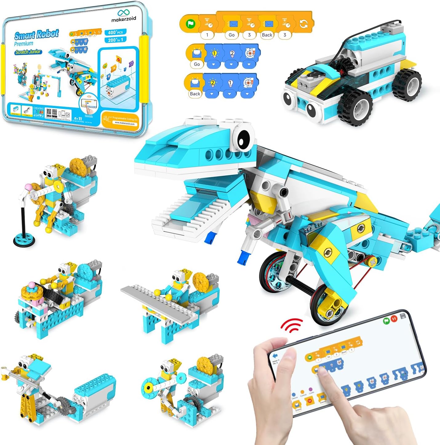 Coding Robot Kit for Kids Ages 6+, 200-in-1 RC Robot Building Toys,Scratch Junior Educational Coding Kit with 36 Free Video Courses, Birthday Childrens’ Day Gift for Boys Girls(400+ Blocks) Coding Robot Kit for Kids Ages 6+, 200-in-1 RC Robot Building Toys,Scratch Junior Educational Coding Kit with 36 Free Video Courses, Birthday Childrens’ Day Gift for Boys Girls(400+ Blocks)