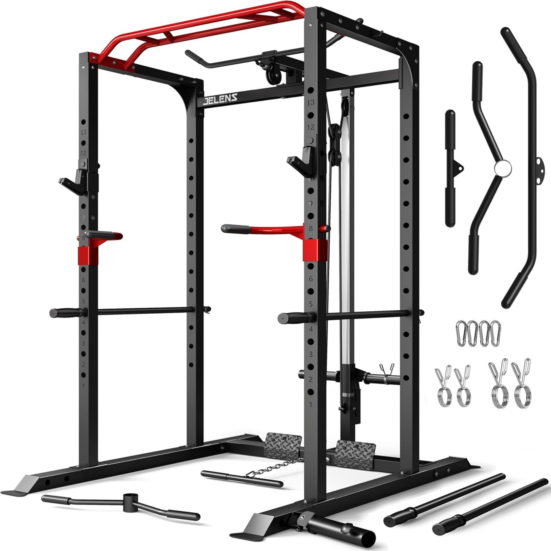 Power Cage, 2000LBS Multi-Function S11 Power Rack with LAT Pulldown, Squat Rack with Adjustable Pulley System and More Training Attachments, Weight Workout Machine for Home Gym Power Cage, 2000LBS Multi-Function S11 Power Rack with LAT Pulldown, Squat Rack with Adjustable Pulley System and More Training Attachments, Weight Workout Machine for Home Gym