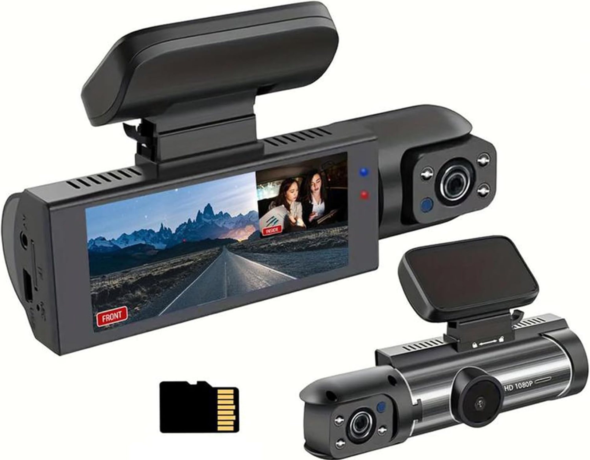 Dual Camera Dash Cam-Dash Cam Front and Rear for Cars,1080P and IR Night Vision,3.16”IPS Screen,64GB TF Card,24/7 Parking Monitoring,Loop Recording & Wide Angle Lens Dual Camera Dash Cam-Dash Cam Front and Rear for Cars,1080P and IR Night Vision,3.16”IPS Screen,64GB TF Card,24/7 Parking Monitoring,Loop Recording & Wide Angle Lens