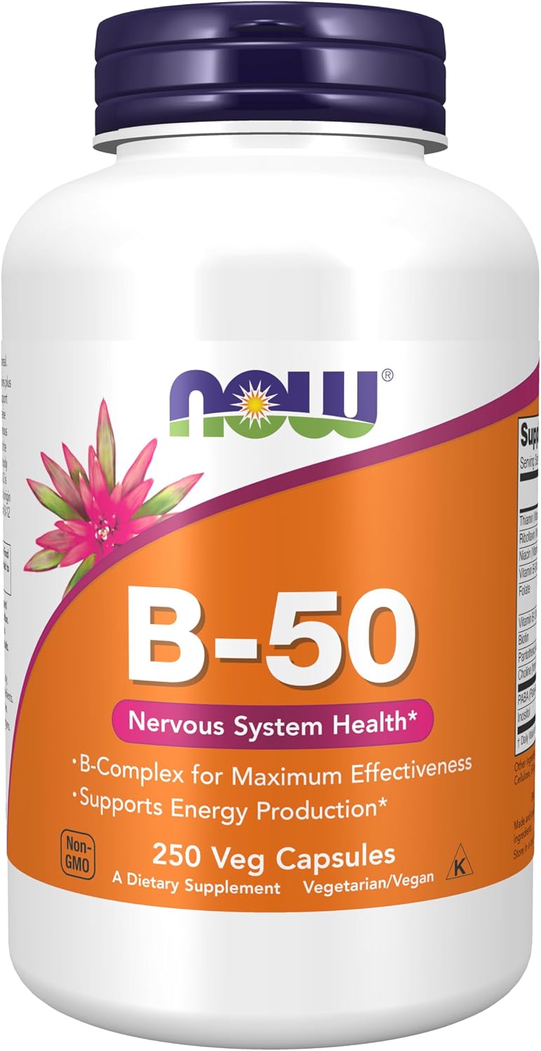 NOW Foods Supplements, Vitamin B-50 mg, Energy Production*, Nervous System Health*, 250 Veg Capsules NOW Foods Supplements, Vitamin B-50 mg, Energy Production*, Nervous System Health*, 250 Veg Capsules