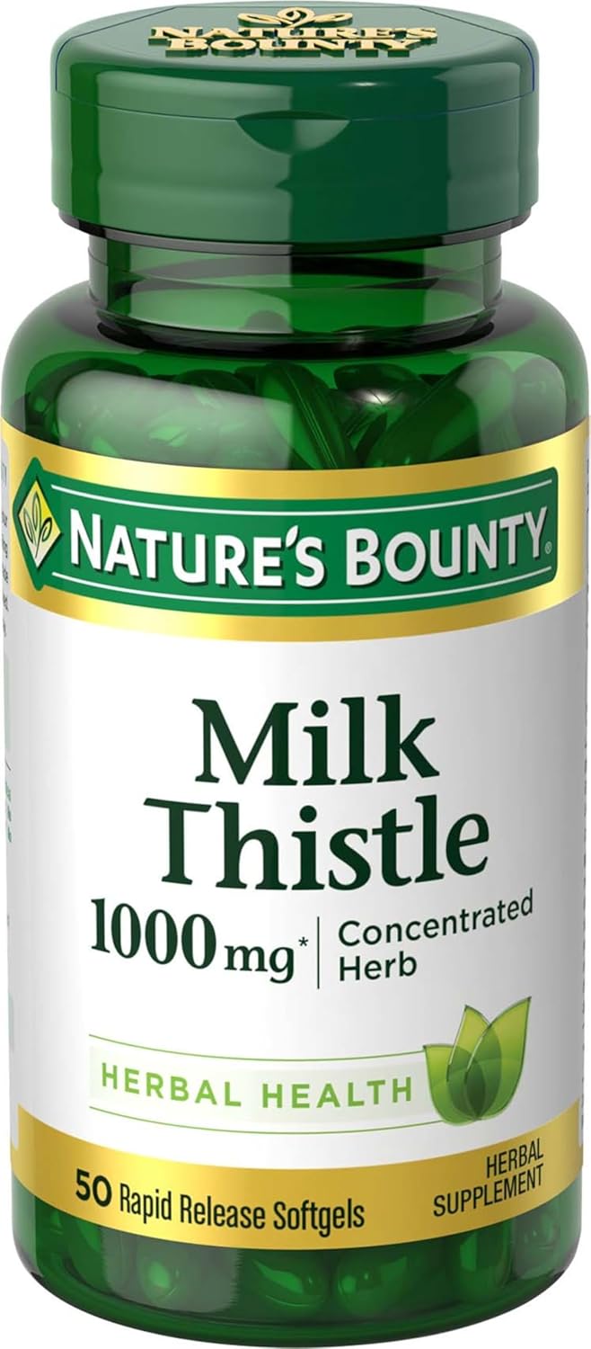 Nature’s Bounty Milk Thistle, Herbal Health Supplement, Supports Liver Health, 1000 mg, Rapid Release Softgels, 50 Ct Nature’s Bounty Milk Thistle, Herbal Health Supplement, Supports Liver Health, 1000 mg, Rapid Release Softgels, 50 Ct