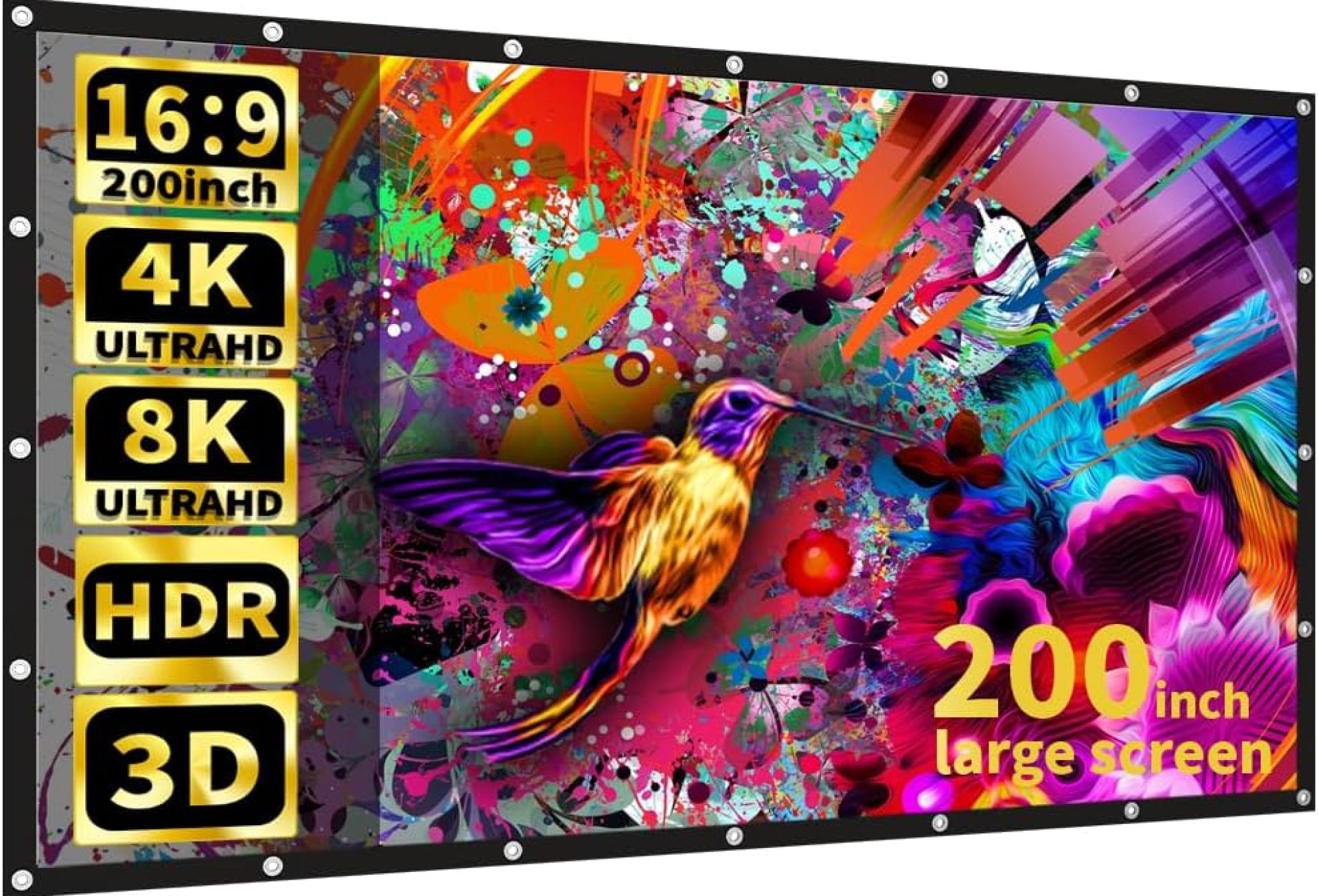 GHKJOK 200 inch Front Projection Screen, Composite Material, Glossy Finish, Wall Mount, 160 Degree Viewing Angle, Portable, Foldable, Wrinkle Free, Office Meeting Presentation Theater Party GHKJOK 200 inch Front Projection Screen, Composite Material, Glossy Finish, Wall Mount, 160 Degree Viewing Angle, Portable, Foldable, Wrinkle Free, Office Meeting Presentation Theater Party