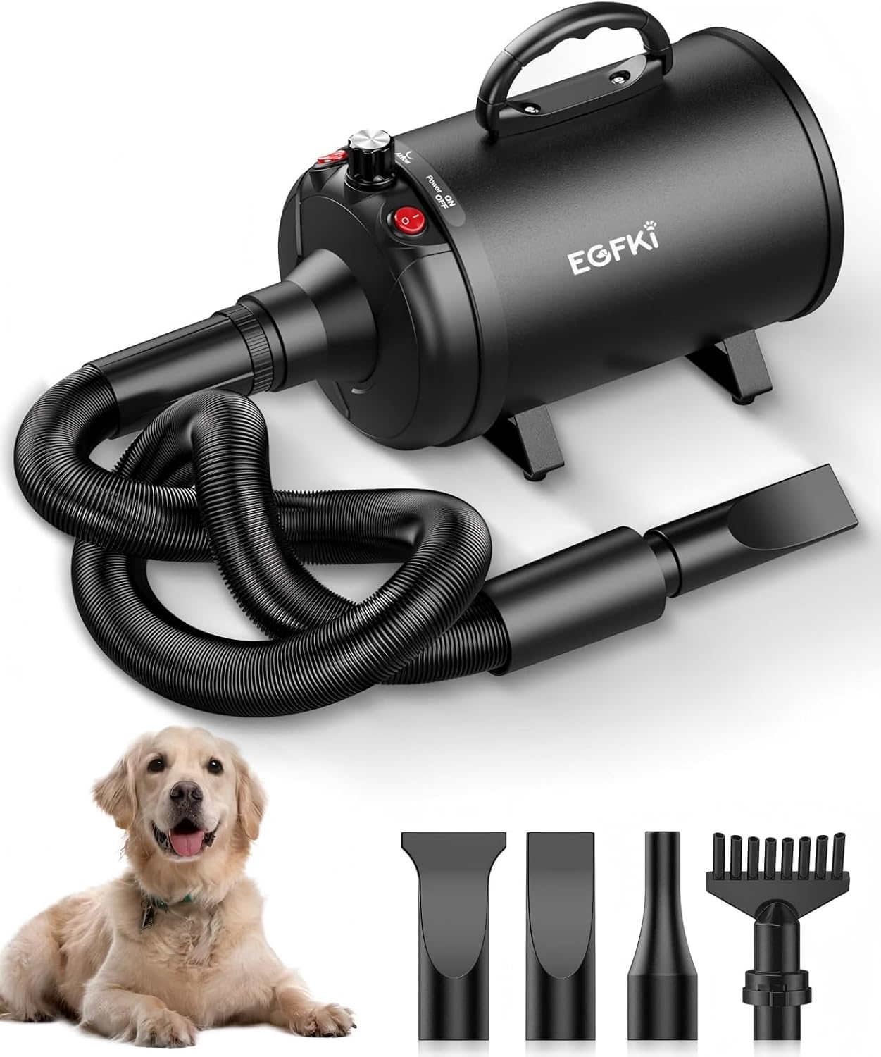 Dog Dryer, 5.2HP/ 3800W Pet Grooming High Velocity Force Blower with 4 Nozzles, Adjustable Speed and Temperature Dog Hair Dryers for Grooming Dog Dryer, 5.2HP/ 3800W Pet Grooming High Velocity Force Blower with 4 Nozzles, Adjustable Speed and Temperature Dog Hair Dryers for Grooming
