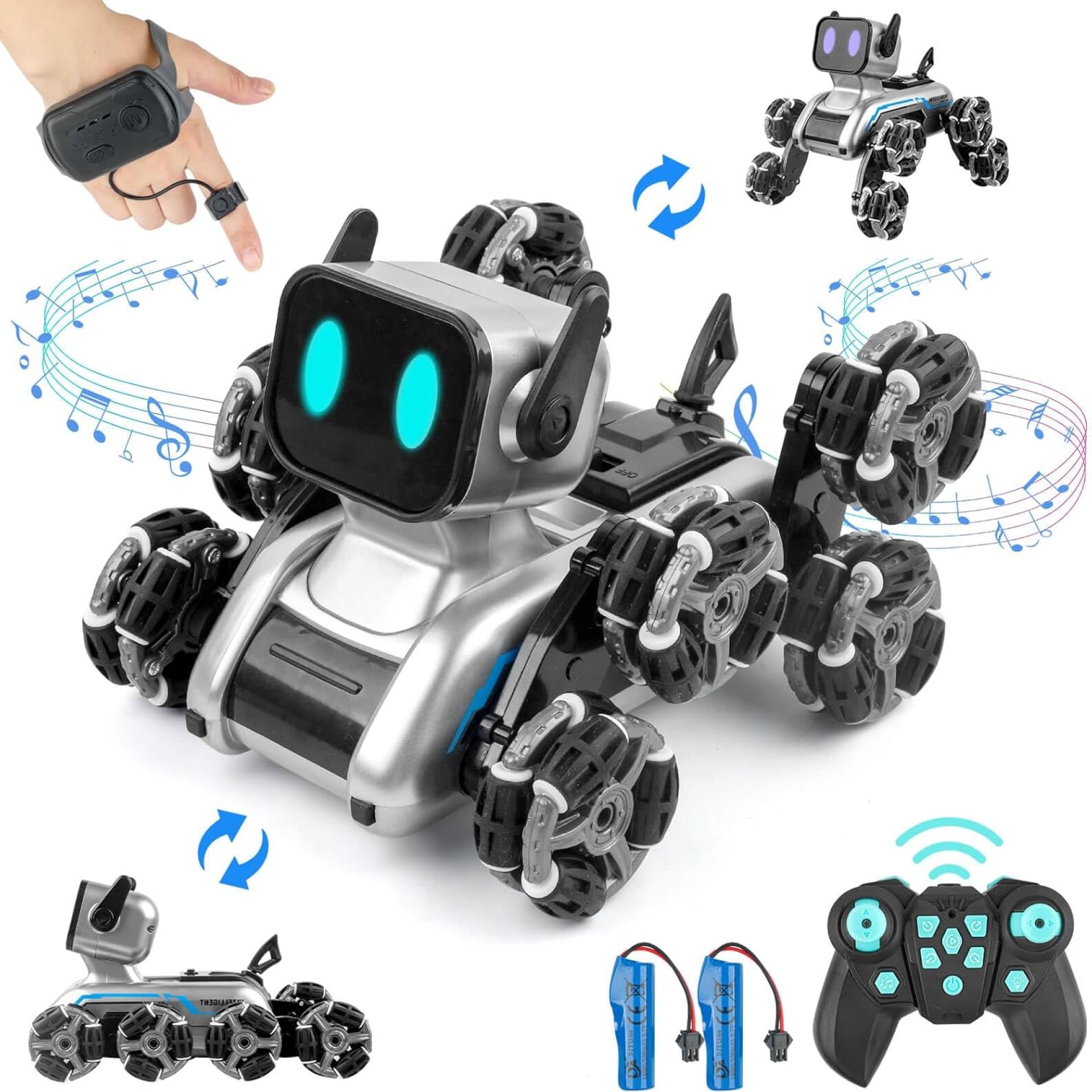 Robot Dog, 2.4Ghz Remote Control Dog Stunt RC Cars with Music & Light, 2 Models RC Robot Toys with 2 Rechargeable Batteries, Birthday Gifts for Kids 6 7 8 9 10 11 12 Years Old Robot Dog, 2.4Ghz Remote Control Dog Stunt RC Cars with Music & Light, 2 Models RC Robot Toys with 2 Rechargeable Batteries, Birthday Gifts for Kids 6 7 8 9 10 11 12 Years Old