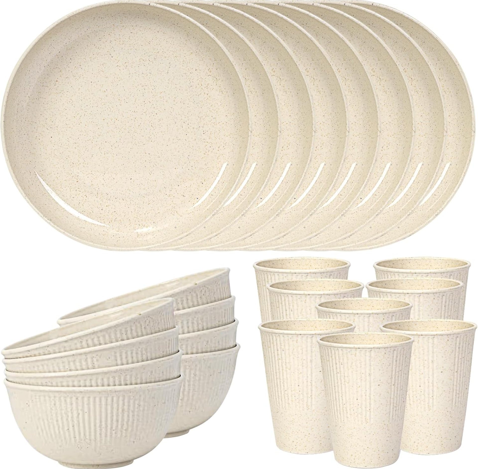 Quatish Wheat Straw Dinnerware Sets of 8, Kitchen Plates and Bowls Sets, Unbreakable Plastic Dish Set for Camping, Dishwasher & Microwave Safe, Kitchen and Dinning Essentials, Beige Quatish Wheat Straw Dinnerware Sets of 8, Kitchen Plates and Bowls Sets, Unbreakable Plastic Dish Set for Camping, Dishwasher & Microwave Safe, Kitchen and Dinning Essentials, Beige