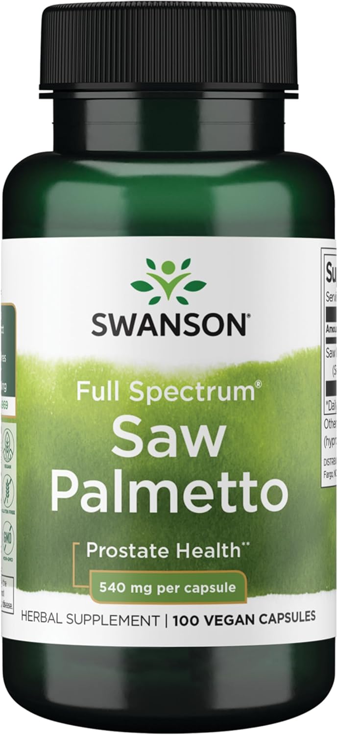 Swanson Saw Palmetto – Herbal Supplement Promoting Male Prostate Health Support – Natural Hair Supplement & Urinary Health Support – 540 mg 100 Capsules Swanson Saw Palmetto – Herbal Supplement Promoting Male Prostate Health Support – Natural Hair Supplement & Urinary Health Support – 540 mg 100 Capsules
