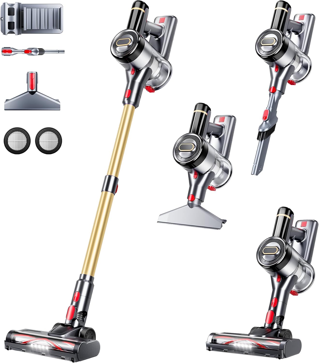 Cordless Vacuum Cleaner, 500W 40Kpa 60Mins Vacuum Cleaners for Home, Anti-tangle Stick Vacuum with Self-Standing, Wall Mount Charging, LDE Display, Wireless Vacuum for Carpet Pet Hair Hardfloor Cordless Vacuum Cleaner, 500W 40Kpa 60Mins Vacuum Cleaners for Home, Anti-tangle Stick Vacuum with Self-Standing, Wall Mount Charging, LDE Display, Wireless Vacuum for Carpet Pet Hair Hardfloor