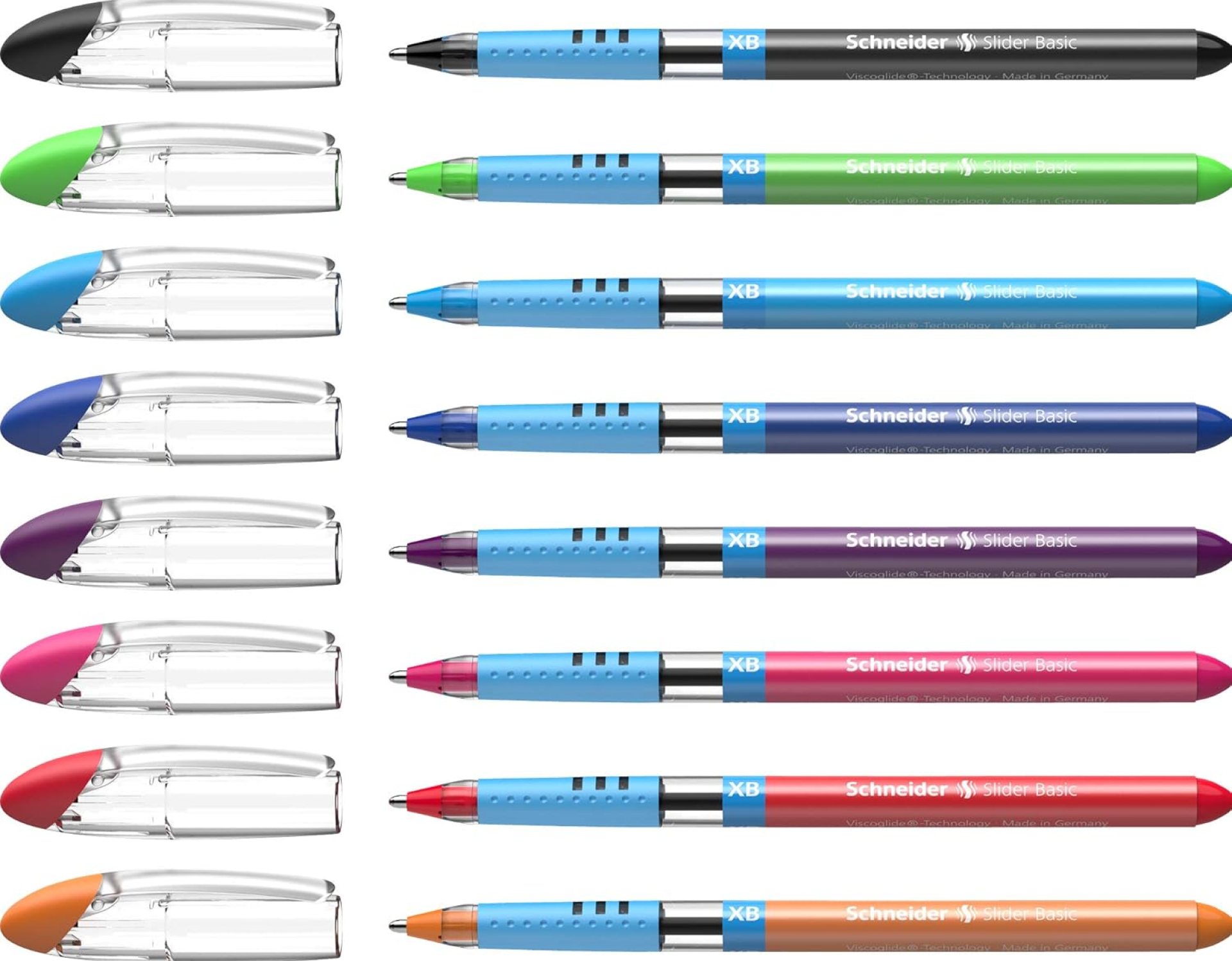 Schneider Slider Basic XB (Extra Broad) Ballpoint Pen, 1.4 mm, Transparent Barrel, Assorted Ink Colors, Pack of 8 Pens (151298) Schneider Slider Basic XB (Extra Broad) Ballpoint Pen, 1.4 mm, Transparent Barrel, Assorted Ink Colors, Pack of 8 Pens (151298)
