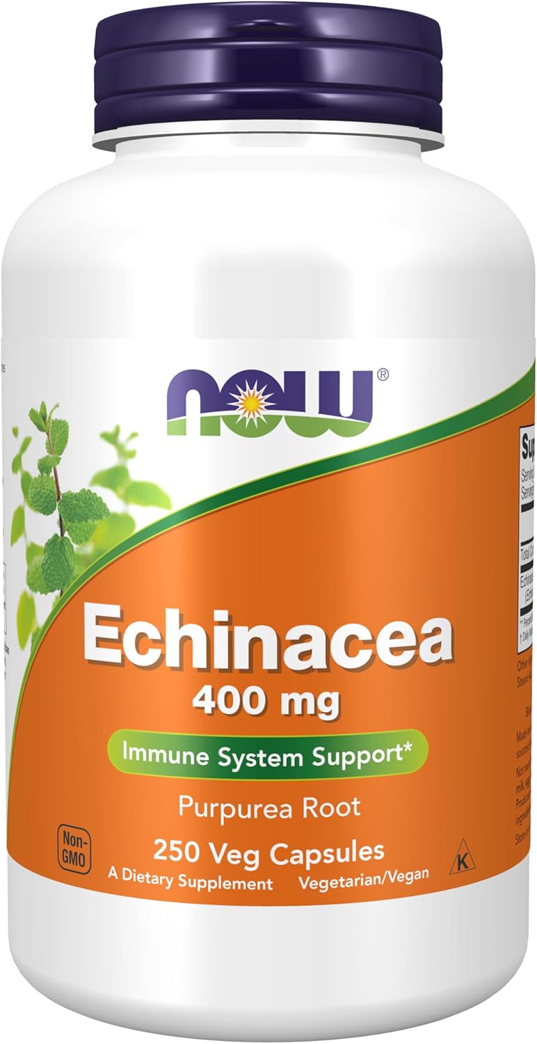 NOW Supplements, Echinacea (Purpurea Root) 400 mg, Immune System Support*, 250 Veg Capsules NOW Supplements, Echinacea (Purpurea Root) 400 mg, Immune System Support*, 250 Veg Capsules