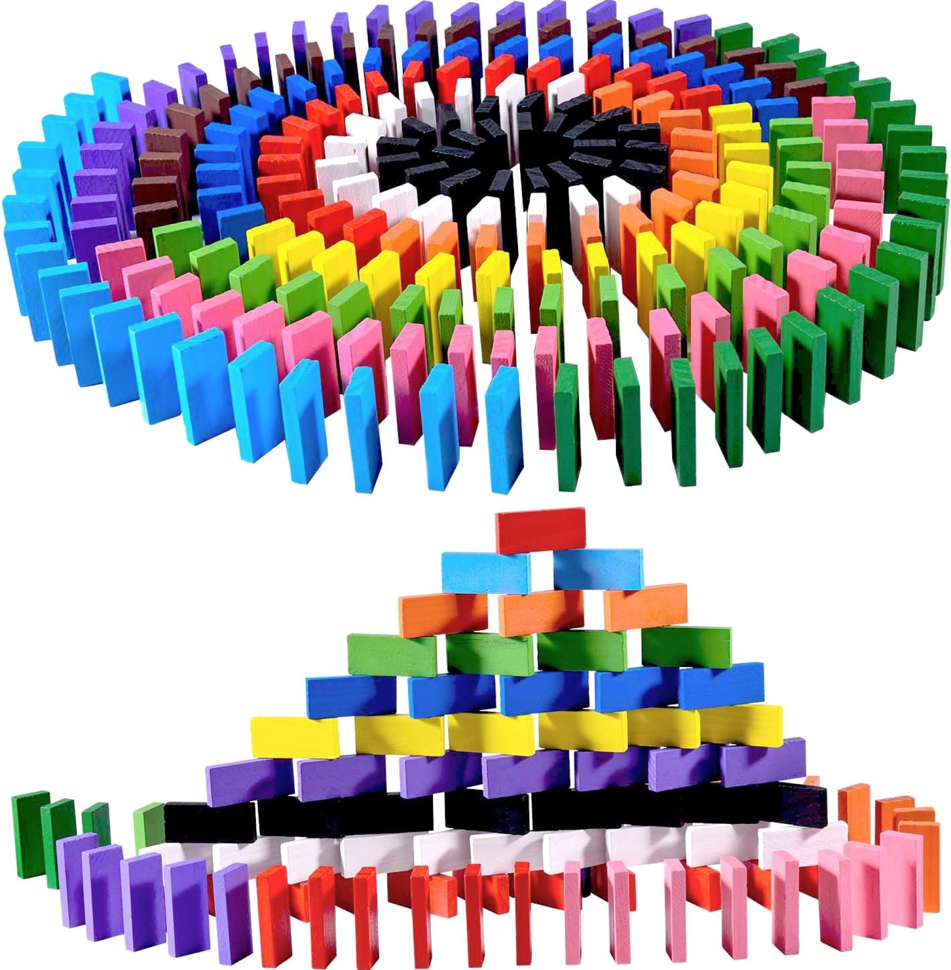 OBTANIM 600 Pcs Colorful Wooden Domino Blocks Set Tile Bulk Building Racing Stacking Games Educational Toys for Kids Birthday Party Favor OBTANIM 600 Pcs Colorful Wooden Domino Blocks Set Tile Bulk Building Racing Stacking Games Educational Toys for Kids Birthday Party Favor