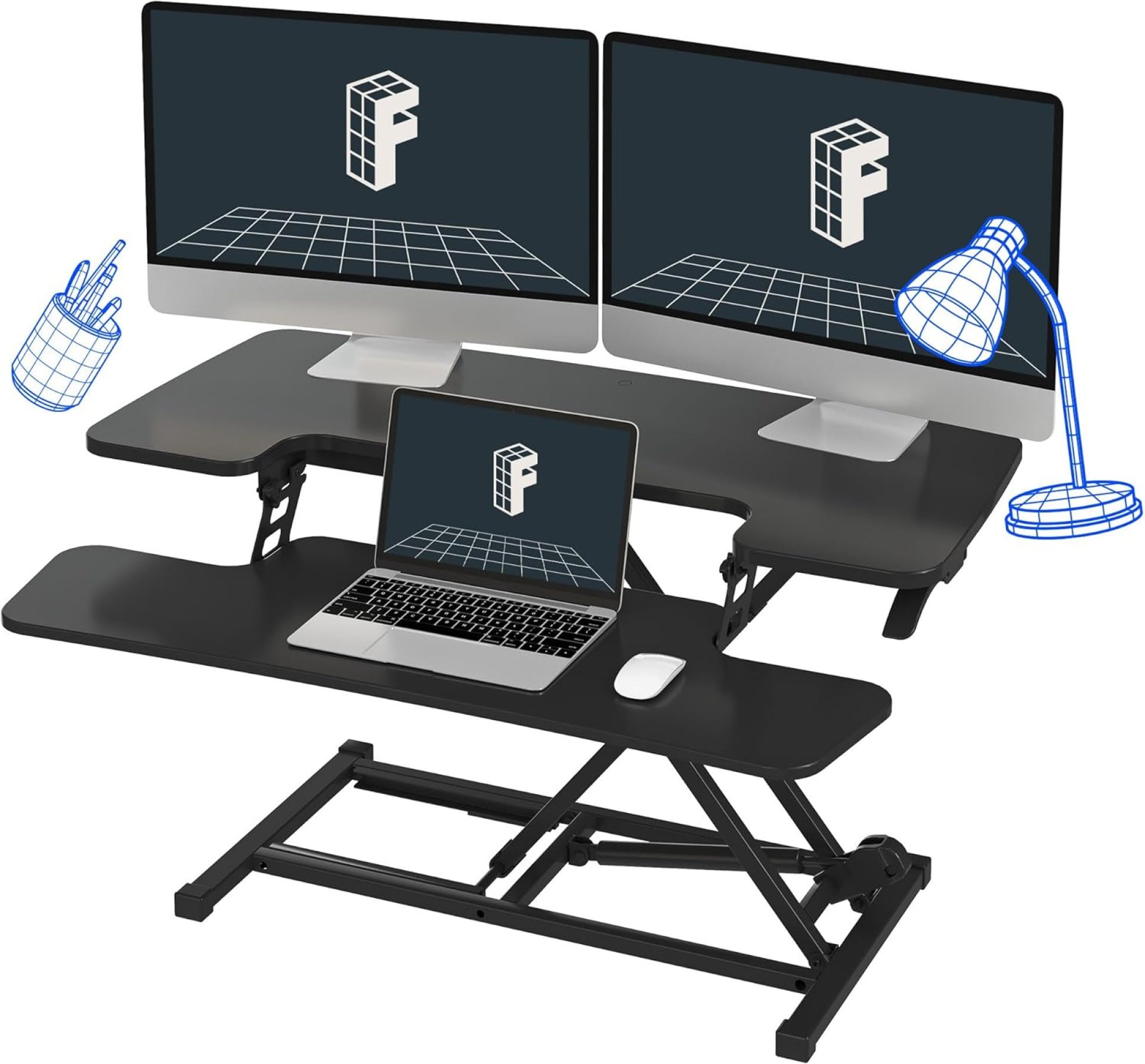 FLEXISPOT 35in Standing Desk Converter Height Adjustable Sit to Stand up Desk Riser Computer Workstation with Keyboard Tray Wide 2-Tier Desktop Black FLEXISPOT 35in Standing Desk Converter Height Adjustable Sit to Stand up Desk Riser Computer Workstation with Keyboard Tray Wide 2-Tier Desktop Black