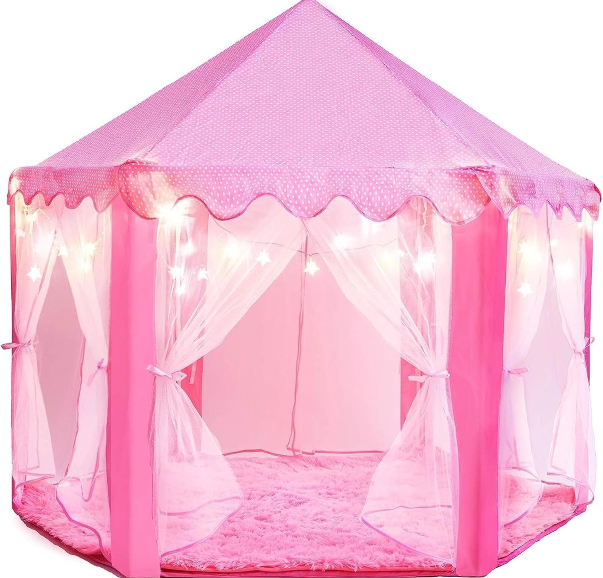 Princess Tent for Kids – 55″ X 53″ with Led Star Lights – Princess Toys – Toddler Play Tent Without Rug – Playhouse, Castle Princess Tent for Kids – 55″ X 53″ with Led Star Lights – Princess Toys – Toddler Play Tent Without Rug – Playhouse, Castle