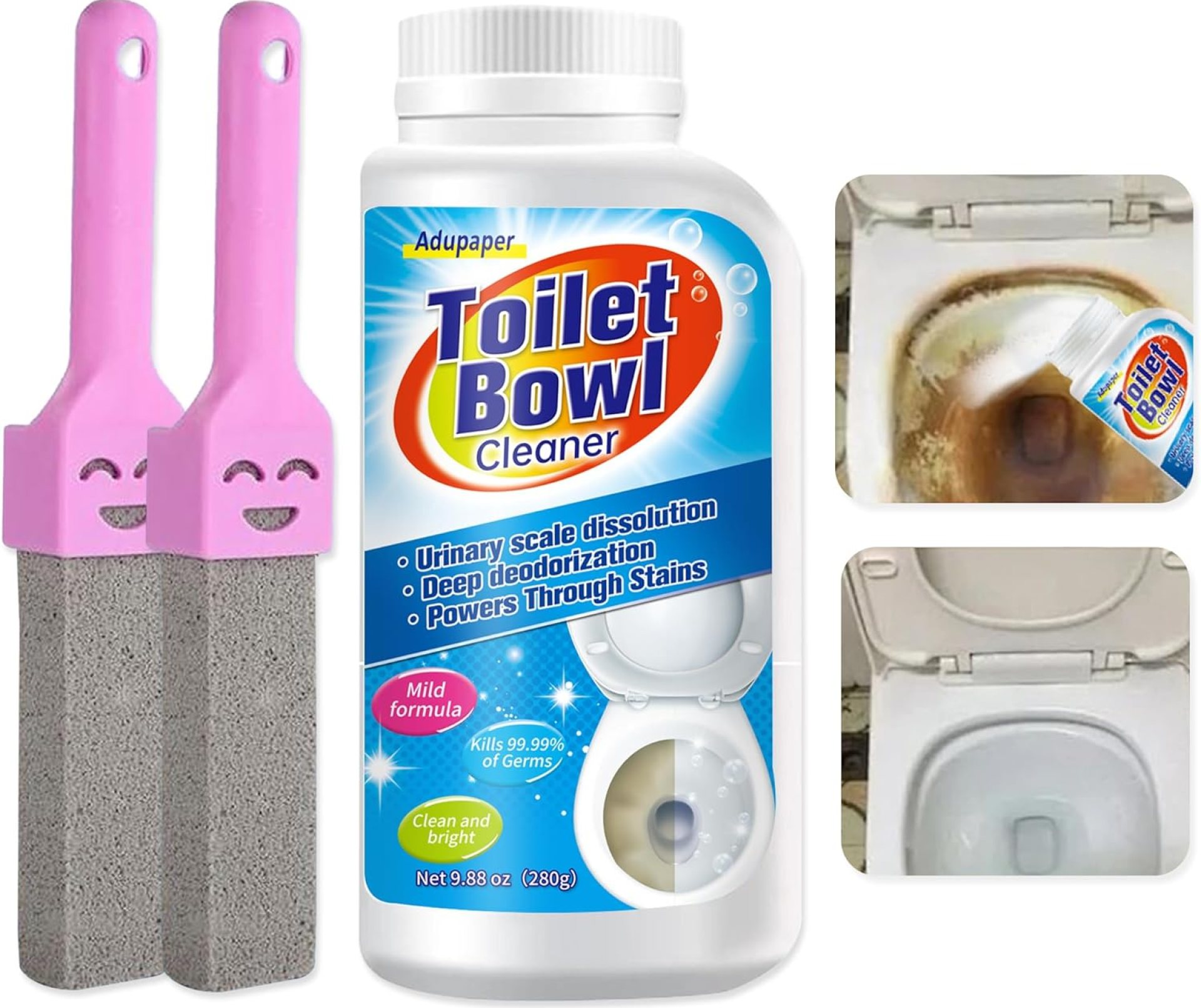 Pumice Stone for Toilet Bowl Cleaning, Powerfully Cleans Hard Water Rings, Calcium Buildup & Stains, Suitable for Cleaning Toilets, Bathtubs Pumice Stone for Toilet Bowl Cleaning, Powerfully Cleans Hard Water Rings, Calcium Buildup & Stains, Suitable for Cleaning Toilets, Bathtubs