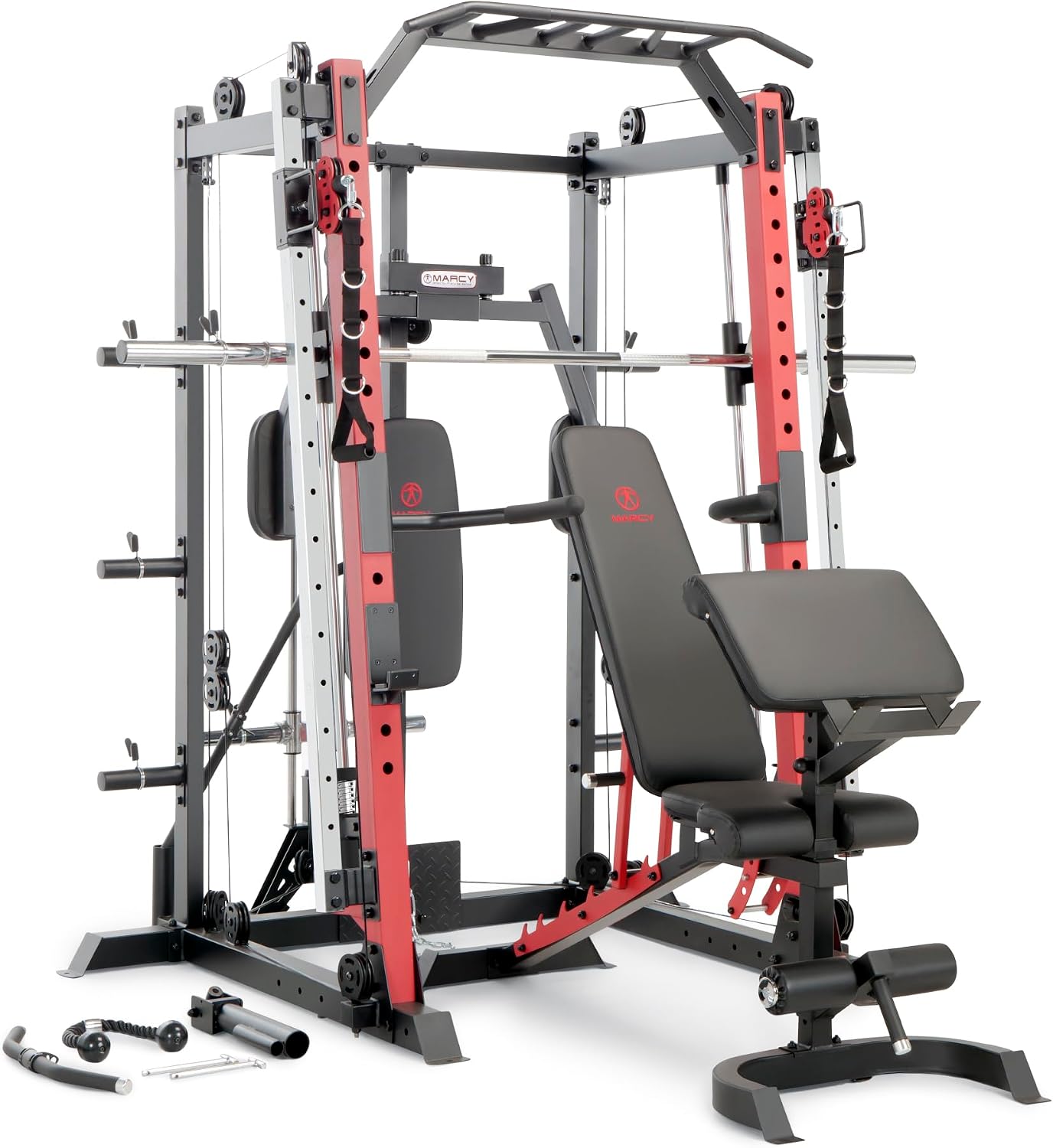 Marcy Smith Machine Cage System Home Gym Multifunction Rack, Customizable Training Station Marcy Smith Machine Cage System Home Gym Multifunction Rack, Customizable Training Station