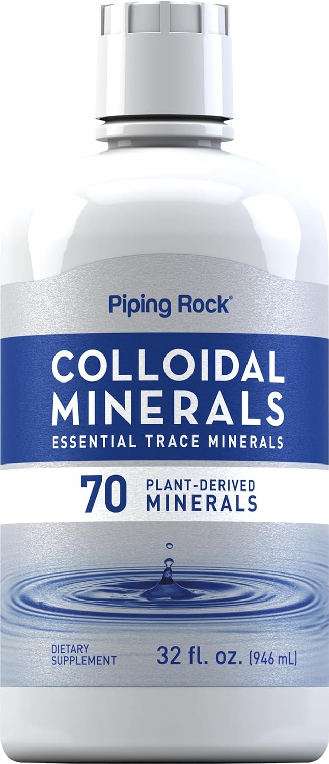 Piping Rock Colloidal Minerals Liquid | 32 fl oz | with 70 Plant-Derived | Essential Trace Supplement | Unflavored | Vegetarian, Non-GMO, Gluten Free Piping Rock Colloidal Minerals Liquid | 32 fl oz | with 70 Plant-Derived | Essential Trace Supplement | Unflavored | Vegetarian, Non-GMO, Gluten Free