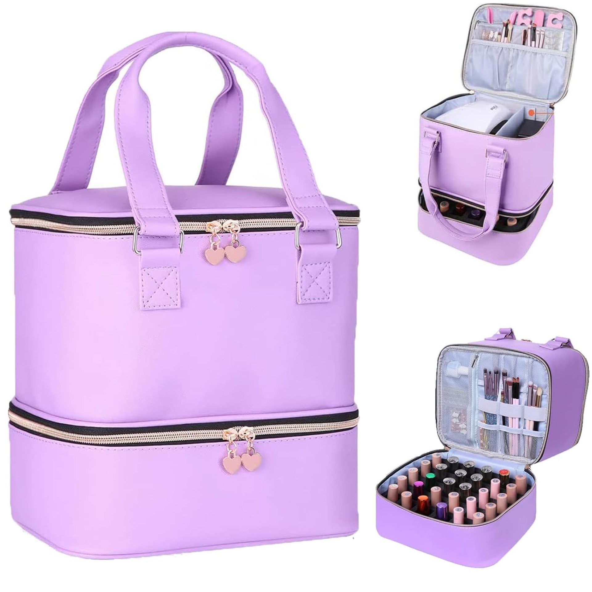 Nail polish Case, Nail Polish Organizer Bag and Nail Dryer Case Holds 30+ Bottles (15ml/0.5 fl.oz) and a Nail Lamp, Travel 2 Layer Nail Polish Storage with Sturdy Handles(Purple) Nail polish Case, Nail Polish Organizer Bag and Nail Dryer Case Holds 30+ Bottles (15ml/0.5 fl.oz) and a Nail Lamp, Travel 2 Layer Nail Polish Storage with Sturdy Handles(Purple)