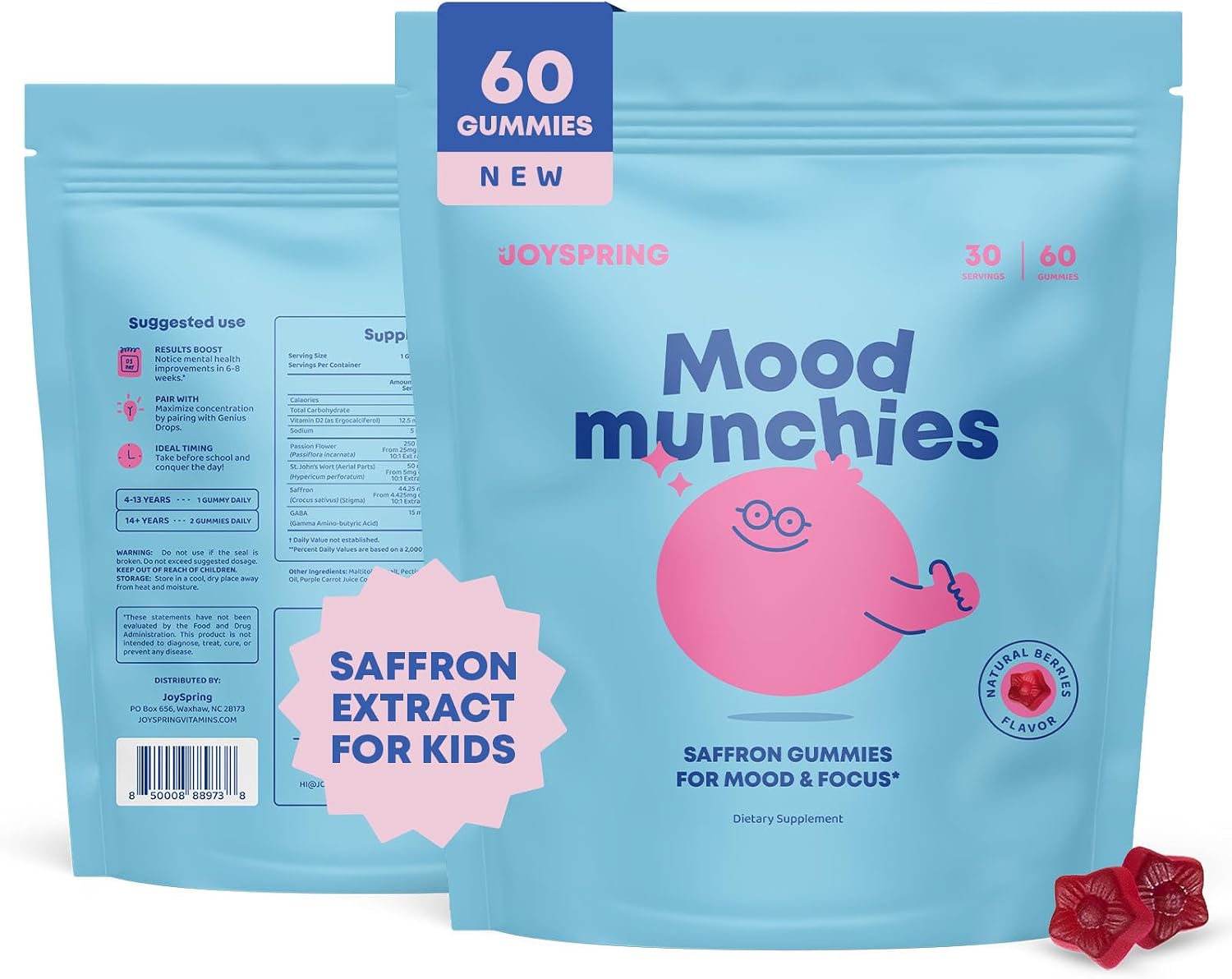 JoySpring Saffron Gummies for Kids | Saffron Extract with GABA Supplements Offer Mood Support and Calms Temper Tantrums | Sugar Free Gummies JoySpring Saffron Gummies for Kids | Saffron Extract with GABA Supplements Offer Mood Support and Calms Temper Tantrums | Sugar Free Gummies