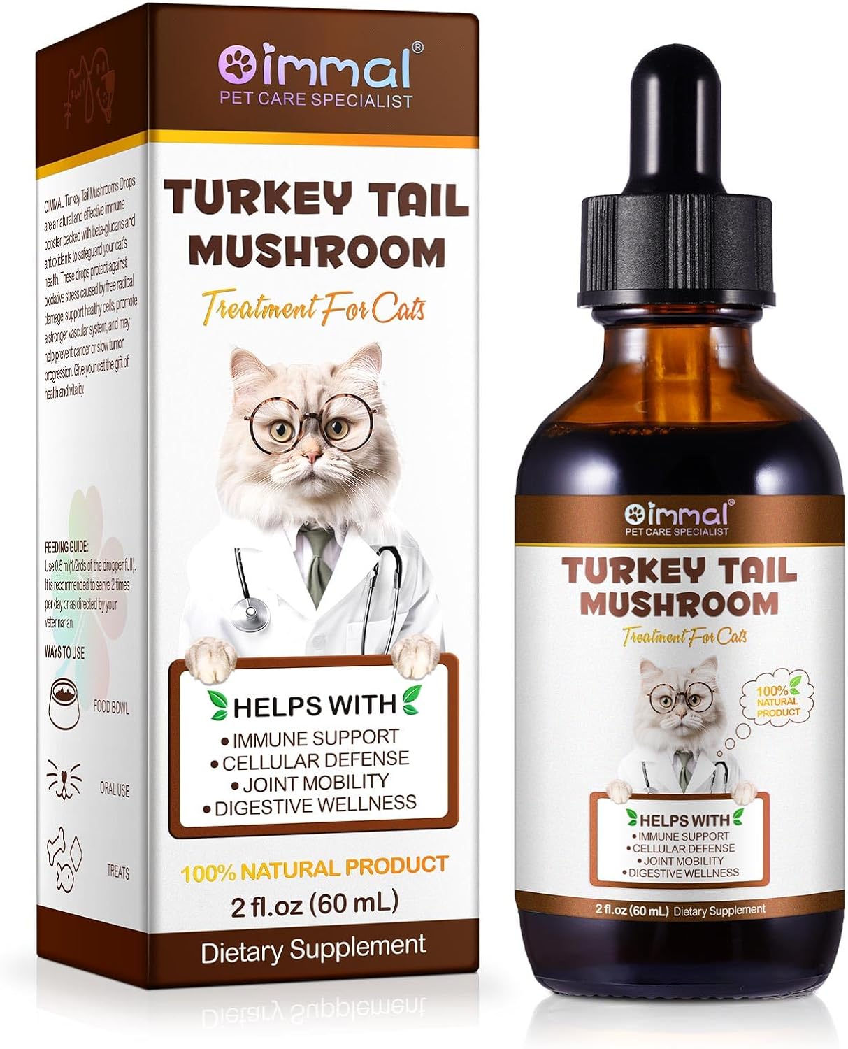 Mushroom Drops for Cats, Natural Cat Immmune Mushroom Liquid Drop with Turkey Tail Mushroom Extract for Immune Support, Digestive & Joint Mobility, Pet Mushroom Herbal Supplement – 2 fl oz (60 ml) Mushroom Drops for Cats, Natural Cat Immmune Mushroom Liquid Drop with Turkey Tail Mushroom Extract for Immune Support, Digestive & Joint Mobility, Pet Mushroom Herbal Supplement – 2 fl oz (60 ml)