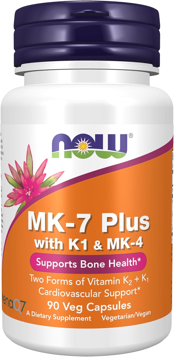 NOW Foods Supplements, MK-7 Plus with K1 & MK-4, Supports Bone Health*, 90 Veg Capsules NOW Foods Supplements, MK-7 Plus with K1 & MK-4, Supports Bone Health*, 90 Veg Capsules