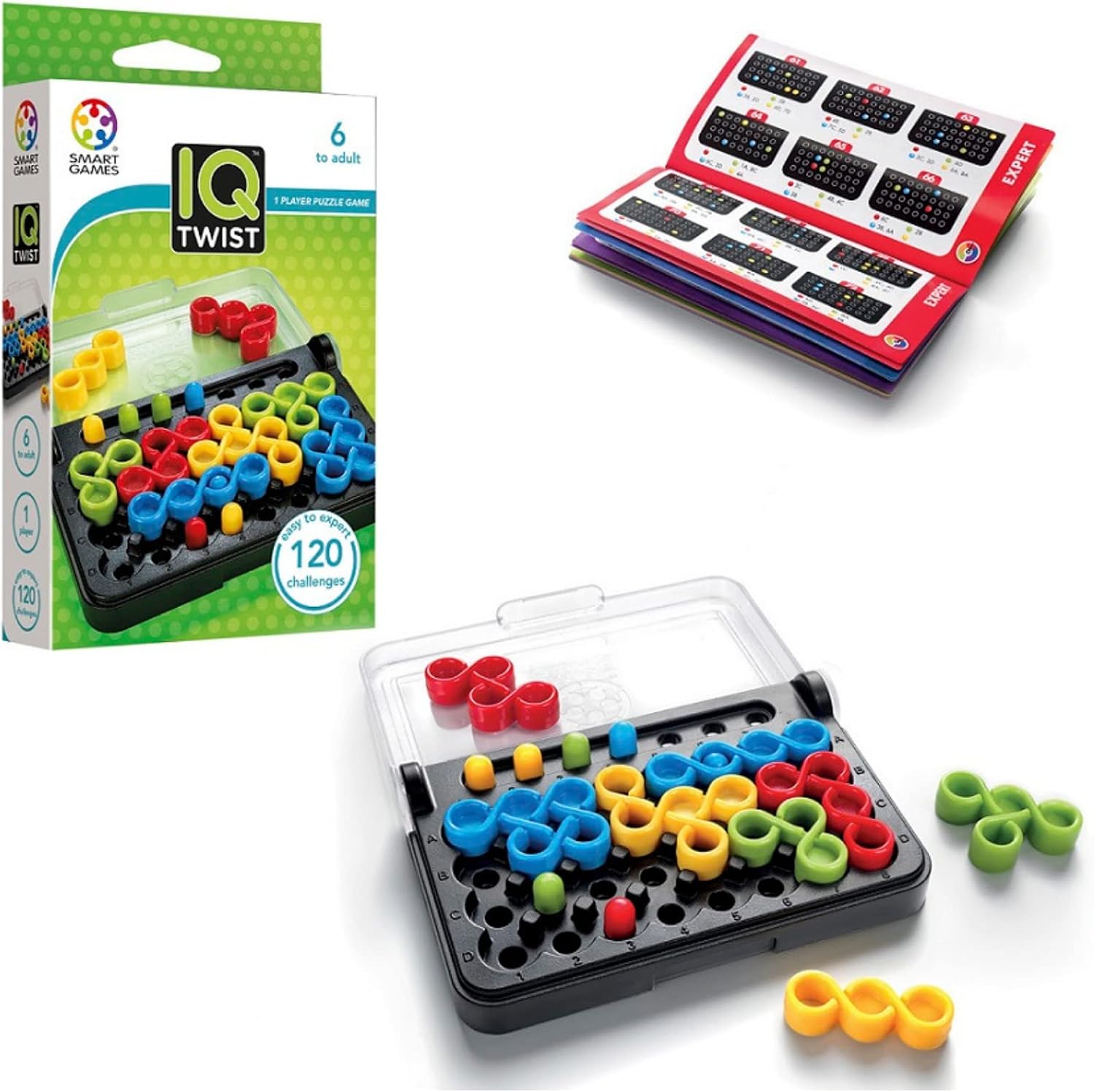 SmartGames IQ Twist, a Travel Game for Kids and Adults, a Cognitive Skill-Building Brain Game – Brain Teaser for Ages 6 & Up, 120 Challenges in Travel-Friendly Case SmartGames IQ Twist, a Travel Game for Kids and Adults, a Cognitive Skill-Building Brain Game – Brain Teaser for Ages 6 & Up, 120 Challenges in Travel-Friendly Case