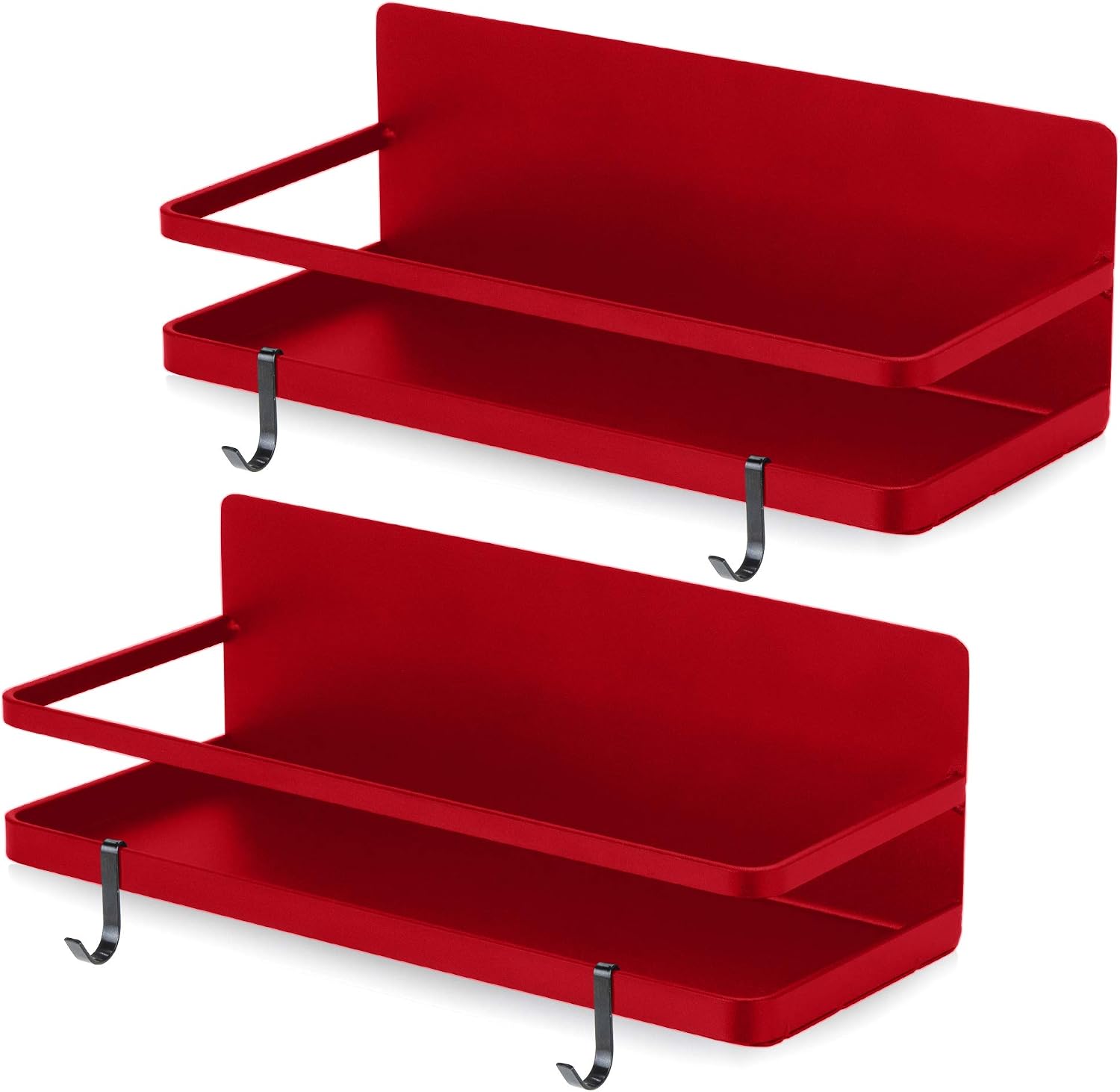 2 Pack – Magnetic Spice Rack, Fridge Organizer Shelf, Side Wall Refrigerator Storage for Spices, Utensils or Plates, Works as Towel Holder with Hooks, Organization for Home and Kitchen (Red) 2 Pack – Magnetic Spice Rack, Fridge Organizer Shelf, Side Wall Refrigerator Storage for Spices, Utensils or Plates, Works as Towel Holder with Hooks, Organization for Home and Kitchen (Red)
