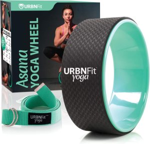 URBNFit Yoga Wheel – 12-Inch Roller Designed for Stretching & Flexibility to Help Back Aches & Tension – Made w/Durable Materials & Soft Foam Padding, Yoga Strap Included