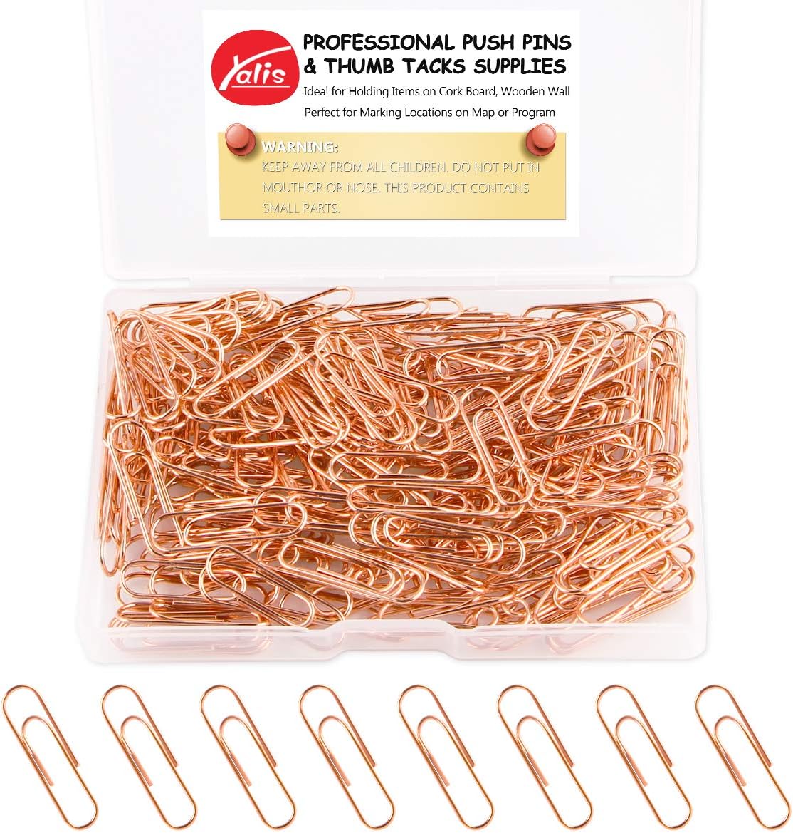 Rose Gold Paper Clips 200 pcs Smooth Finish Steel Wire Paperclips 1.1 inche / 28mm Medium Size for Document Organizing and Classifying Office Supplies Rose Gold Paper Clips 200 pcs Smooth Finish Steel Wire Paperclips 1.1 inche / 28mm Medium Size for Document Organizing and Classifying Office Supplies