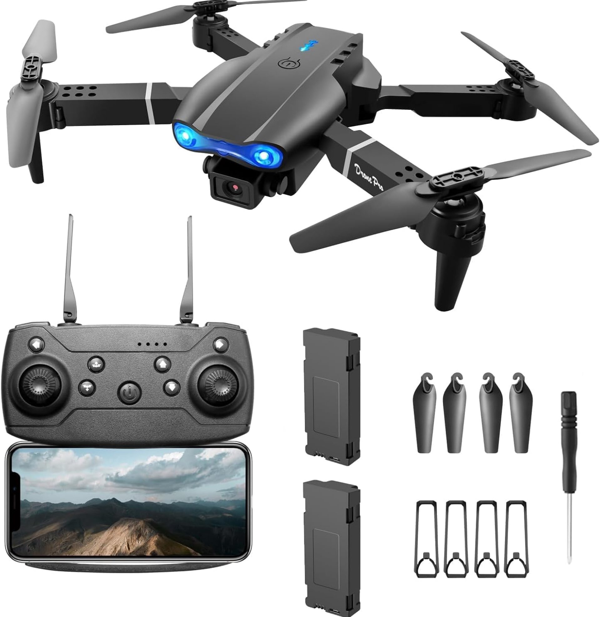 FPV Drone with 1080P Dual HD Cameras Upgraded Version RC Quadcopter for Adults and Kids, Beginner WiFi RC Drone Live Video, One Key Take Off/Land FPV Drone with 1080P Dual HD Cameras Upgraded Version RC Quadcopter for Adults and Kids, Beginner WiFi RC Drone Live Video, One Key Take Off/Land