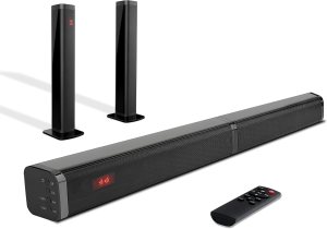 TV Sound Bar Sound Bar for Speaker Smart TV Sound bars 80W Split Soundbars, Surround Sound Powerful Bass, Home Theater Speakers with HDMI-ARC/Optical/AUX Connection 2-in-1 Detachable Soundbar for TV