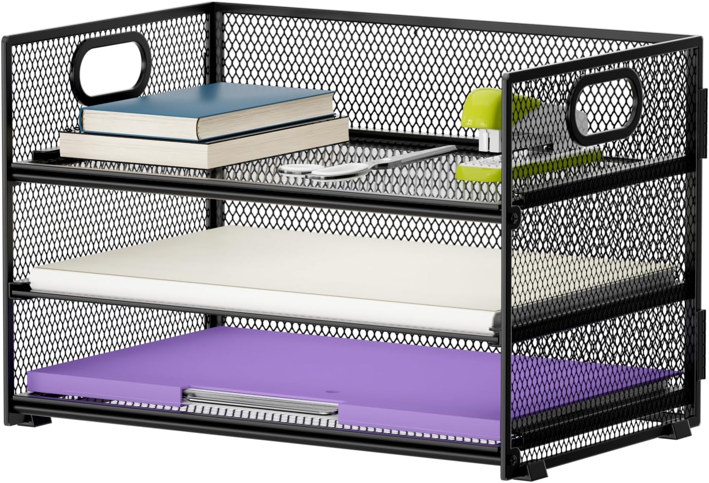 Marbrasse 3 Tier Paper Organizer Letter Tray, Mesh File Organizer with Handle, Paper Sorter Desk Organizer for Home Office Supplies Marbrasse 3 Tier Paper Organizer Letter Tray, Mesh File Organizer with Handle, Paper Sorter Desk Organizer for Home Office Supplies