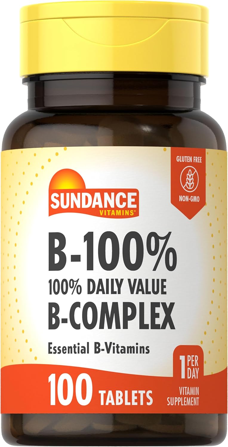 Sundance Vitamin B-Complex 100% Daily Value | 100 Tablets | Vegetarian, Non-GMO, and Gluten Free Supplement Sundance Vitamin B-Complex 100% Daily Value | 100 Tablets | Vegetarian, Non-GMO, and Gluten Free Supplement