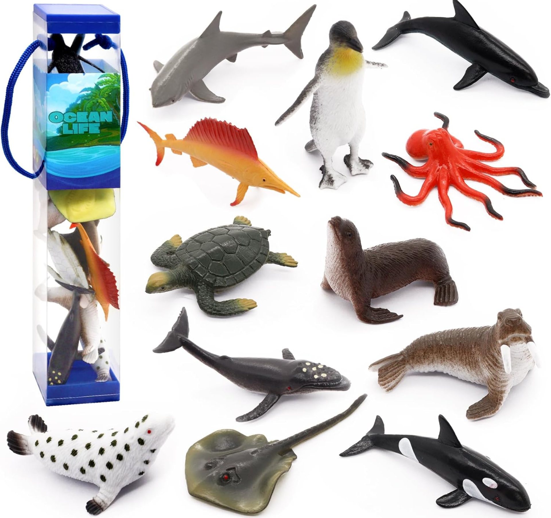 12 pcs Animal Sea Figures Ocean Toy for Kids: Sharks, Whales & Octopus-Sea Animal Toys Set,Gifts for Kids & Toddlers-Ages 3 12 pcs Animal Sea Figures Ocean Toy for Kids: Sharks, Whales & Octopus-Sea Animal Toys Set,Gifts for Kids & Toddlers-Ages 3