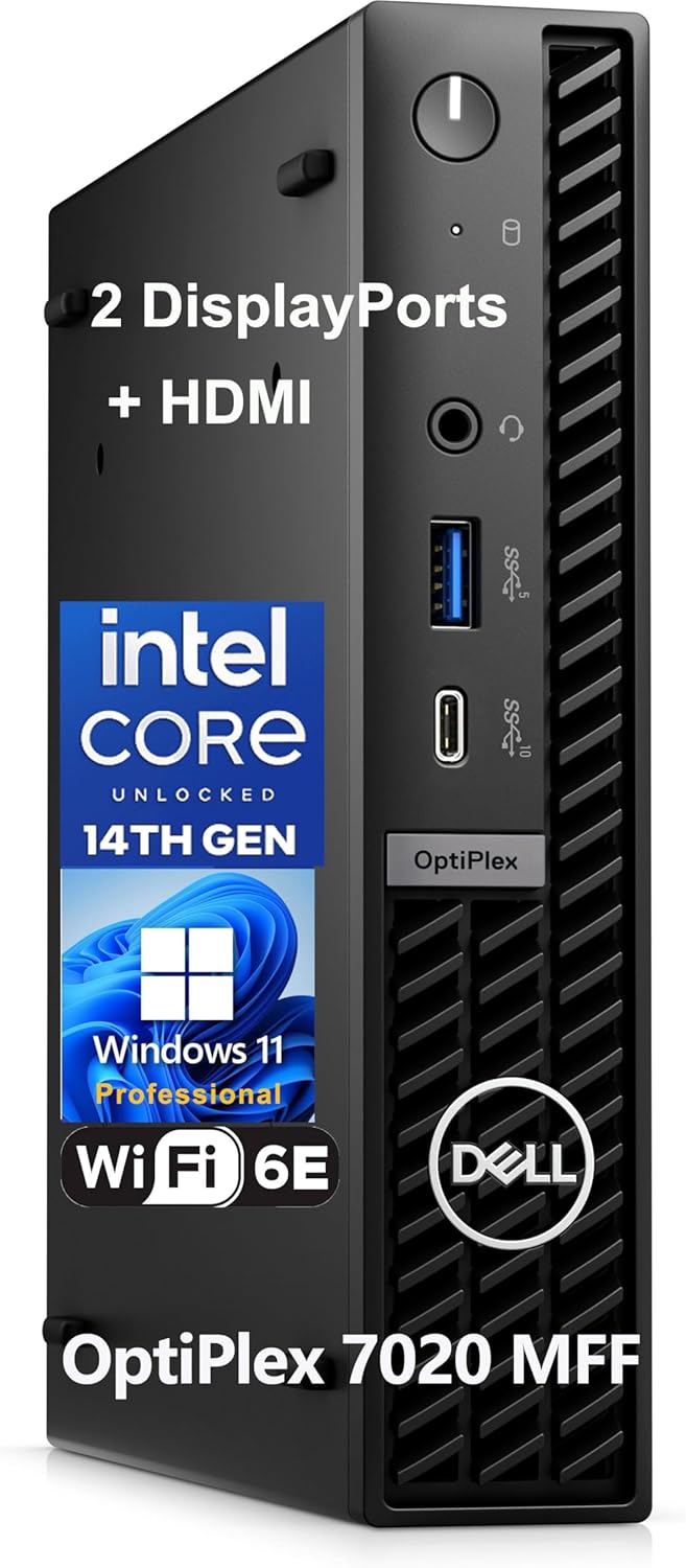 Dell OptiPlex 7020 MFF Mini Business Desktop Computer, 7000 Micro Form Factor, 14th Gen Intel 14-Core i5-14500T (Beat i7-13700T), 16GB DDR5 RAM, 512GB PCIe SSD, WiFi 6E, 2 DisplayPorts, HDMI, W11 Pro Dell OptiPlex 7020 MFF Mini Business Desktop Computer, 7000 Micro Form Factor, 14th Gen Intel 14-Core i5-14500T (Beat i7-13700T), 16GB DDR5 RAM, 512GB PCIe SSD, WiFi 6E, 2 DisplayPorts, HDMI, W11 Pro