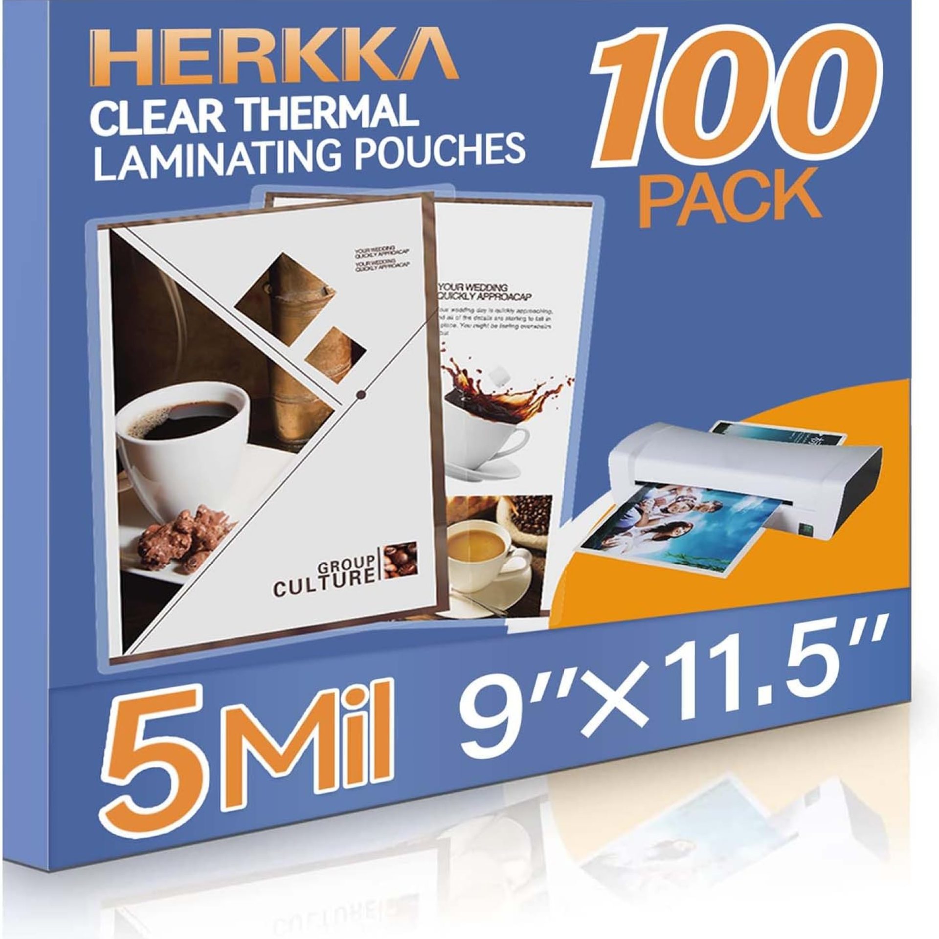 HERKKA 100 Pack Laminating Sheets, Holds 8.5 x 11 Inch Sheets, 5Mil Clear Thermal Laminating Pouches 9 x 11.5 Inch Lamination Sheet Paper for Laminator, Round Corner Letter Size HERKKA 100 Pack Laminating Sheets, Holds 8.5 x 11 Inch Sheets, 5Mil Clear Thermal Laminating Pouches 9 x 11.5 Inch Lamination Sheet Paper for Laminator, Round Corner Letter Size