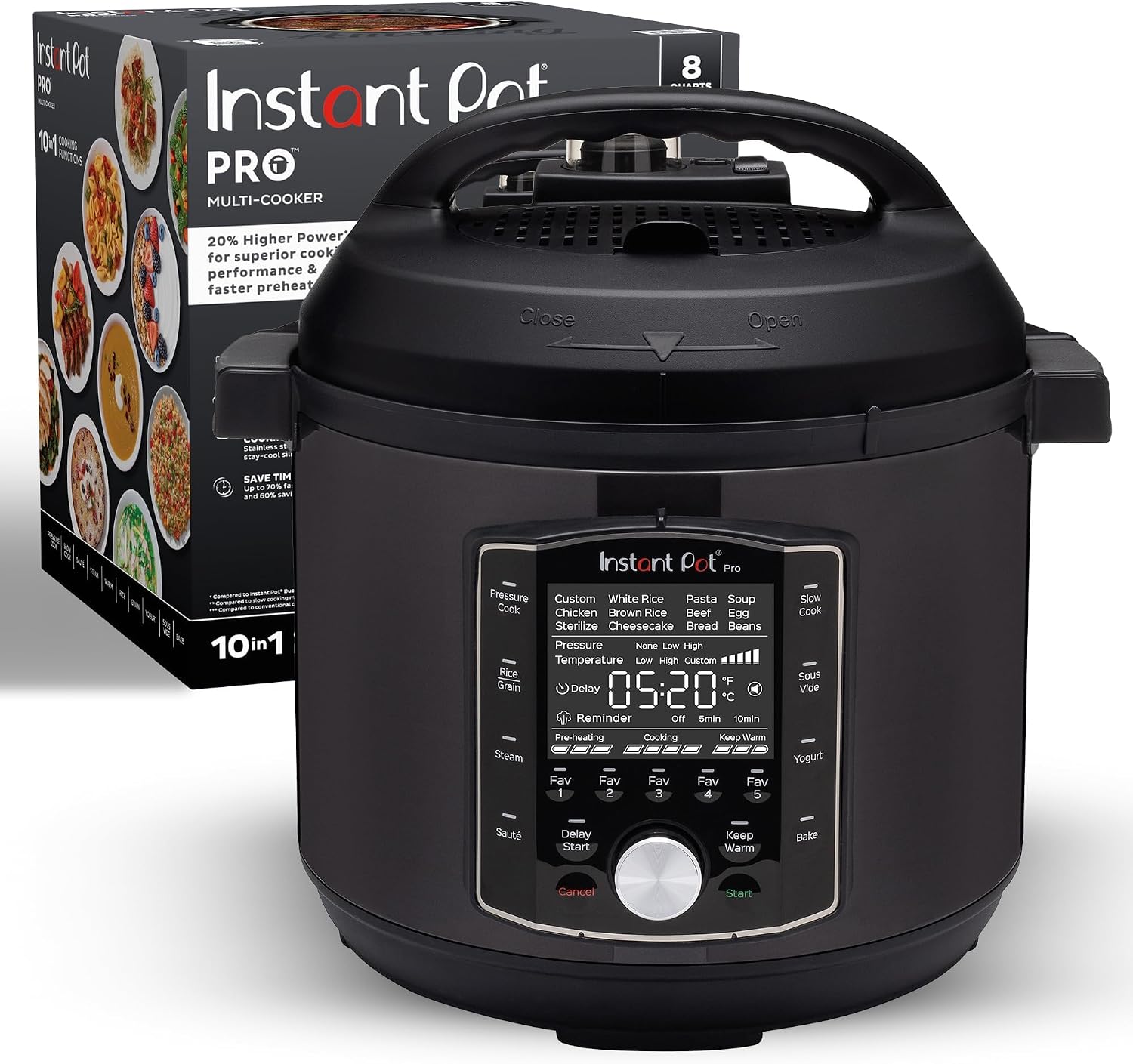 Instant Pot Pro (8 QT) 10-in-1 Pressure Cooker, Slow Cooker, Rice/Grain Cooker, Steamer, Sauté, Sous Vide, Yogurt Maker, Sterilizer, and Warmer, Includes App With Over 800 Recipes, Black Instant Pot Pro (8 QT) 10-in-1 Pressure Cooker, Slow Cooker, Rice/Grain Cooker, Steamer, Sauté, Sous Vide, Yogurt Maker, Sterilizer, and Warmer, Includes App With Over 800 Recipes, Black