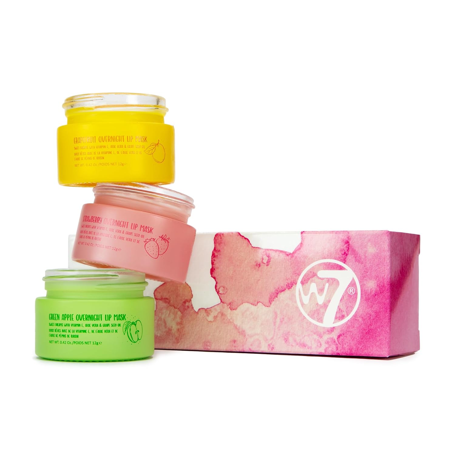 W7 Sweet Dreams Overnight Lip Mask Trio – Strawberry, Apple & Grapefruit Flavor Gift Set – Vitamin E, Aloe Vera and Grape Seed Oil – For Hydrated, Full Looking & Irresistible Lips W7 Sweet Dreams Overnight Lip Mask Trio – Strawberry, Apple & Grapefruit Flavor Gift Set – Vitamin E, Aloe Vera and Grape Seed Oil – For Hydrated, Full Looking & Irresistible Lips
