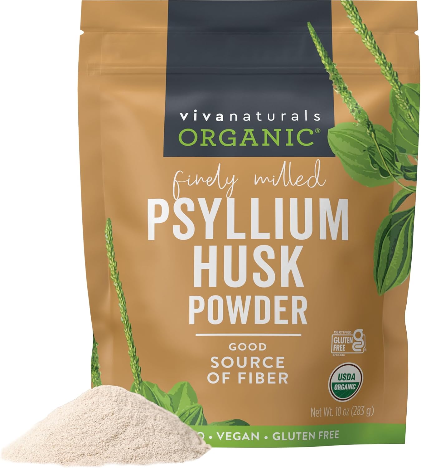 Viva Naturals Organic Psyllium Husk Powder, 10 oz – Finely Ground, Unflavored Plant Based Superfood – Good Source of Fiber for Gluten-Free Baking, Juices & Smoothies – Certified Vegan, Keto and Paleo Viva Naturals Organic Psyllium Husk Powder, 10 oz – Finely Ground, Unflavored Plant Based Superfood – Good Source of Fiber for Gluten-Free Baking, Juices & Smoothies – Certified Vegan, Keto and Paleo