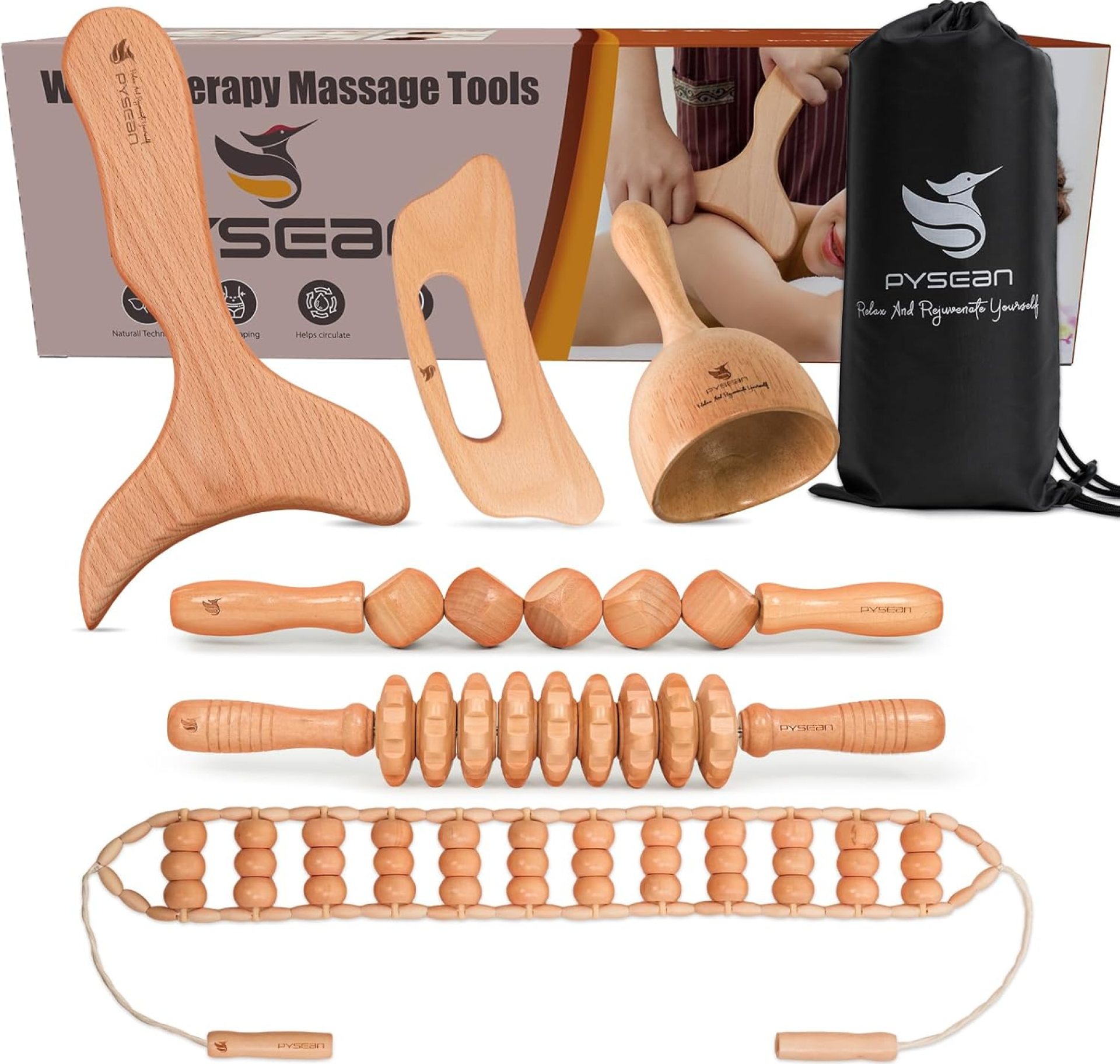 6 in 1 Wood Therapy Massage Tool Set for Body Sculpting Massage, Lymphatic Drainage and Muscle Pain Relief, Cellulite Sculpting Multi-Functional Massager 6 in 1 Wood Therapy Massage Tool Set for Body Sculpting Massage, Lymphatic Drainage and Muscle Pain Relief, Cellulite Sculpting Multi-Functional Massager