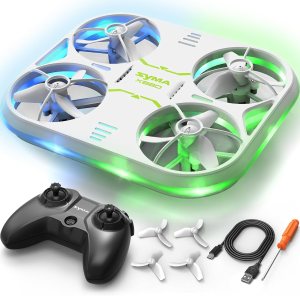 SYMA Kids Drone with LED Lights – X880 Indoor Drone with Altitude Hold, Easy to Fly Quadcopter with Full Protection, 360° Flips RC Helicopter UFO Gift for Adults Beginners