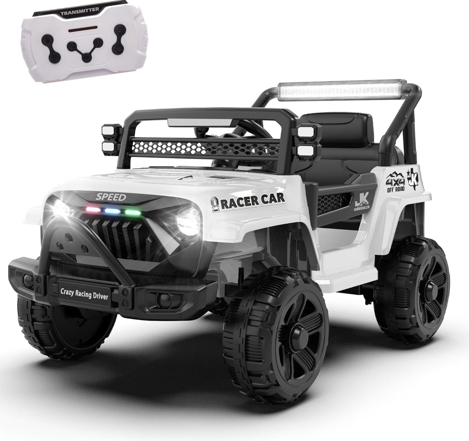 12V Ride on Electric Truck Car for Kids, 12V Kids Electric Vehicles w/Remote Control, Four-Wheel Suspension, USB, Bluetooth, Power Display, Lights, Battery Powered Ride on Toys for Boys Girls (White) 12V Ride on Electric Truck Car for Kids, 12V Kids Electric Vehicles w/Remote Control, Four-Wheel Suspension, USB, Bluetooth, Power Display, Lights, Battery Powered Ride on Toys for Boys Girls (White)