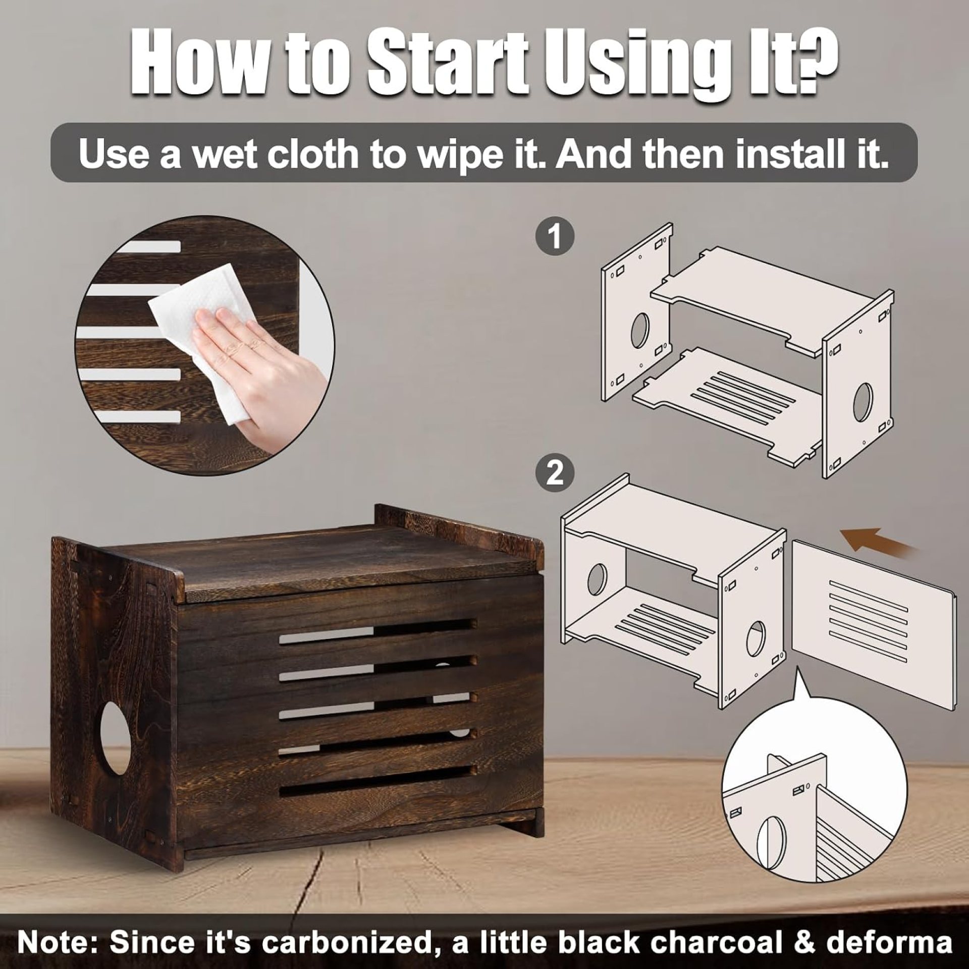 Wooden Router Storage Box Large with Cable Management,Modern Router Shelf, Projector Shelf, Router Storage Box, Easy Assembly,Wifi Router Hider for Home and Office Wooden Router Storage Box Large with Cable Management,Modern Router Shelf, Projector Shelf, Router Storage Box, Easy Assembly,Wifi Router Hider for Home and Office