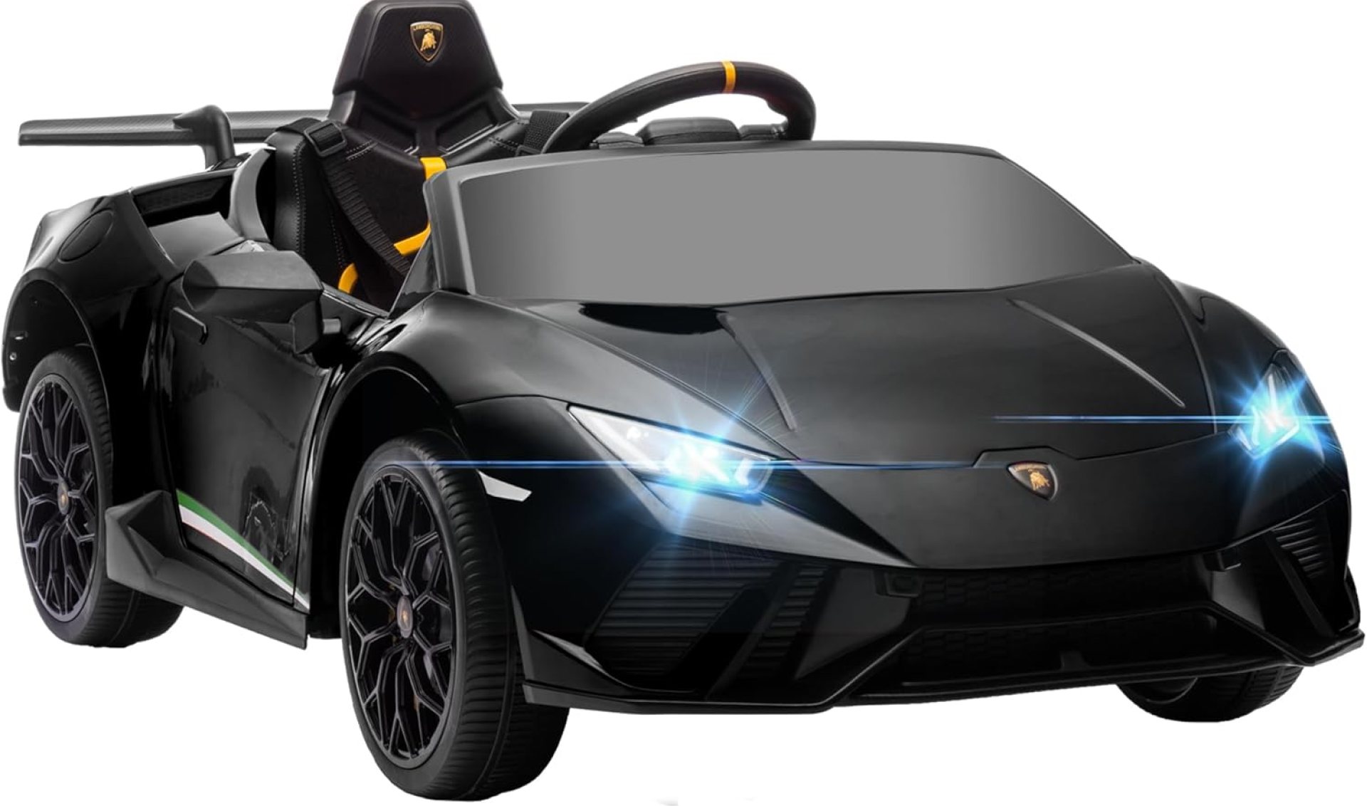 Qaba Lamborghini Huracan Licensed 12V Electric Car for Kids, Battery Powered Ride on Car with Parent Remote Control, Spring Suspension, Transport Wheel, Soft Start, LED Lights, Music, Black Qaba Lamborghini Huracan Licensed 12V Electric Car for Kids, Battery Powered Ride on Car with Parent Remote Control, Spring Suspension, Transport Wheel, Soft Start, LED Lights, Music, Black